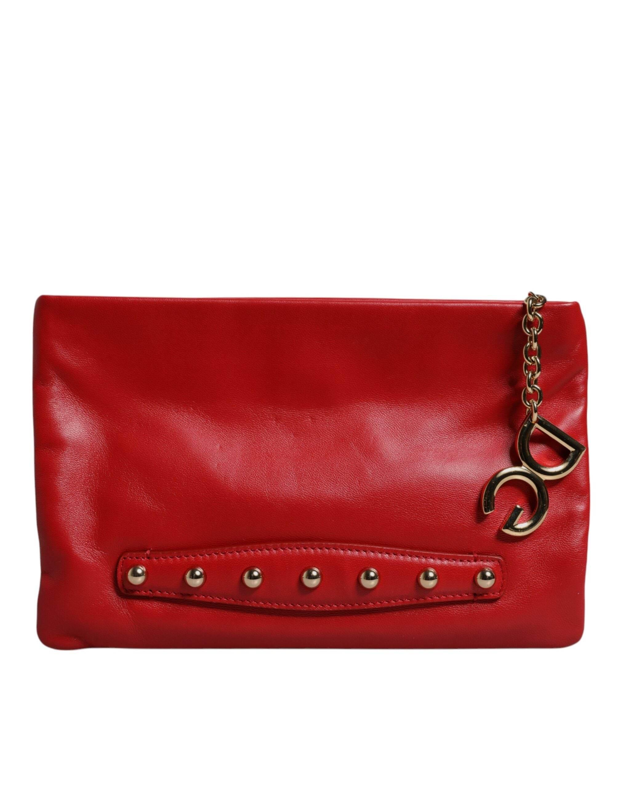 Dolce & Gabbana Red Revolutions Embellished Leather Clutch Bag - Hilstor