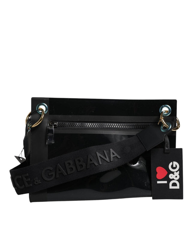 Dolce & Gabbana Black PVC Leather Pouch Shoulder Strap Bag - Hilstor