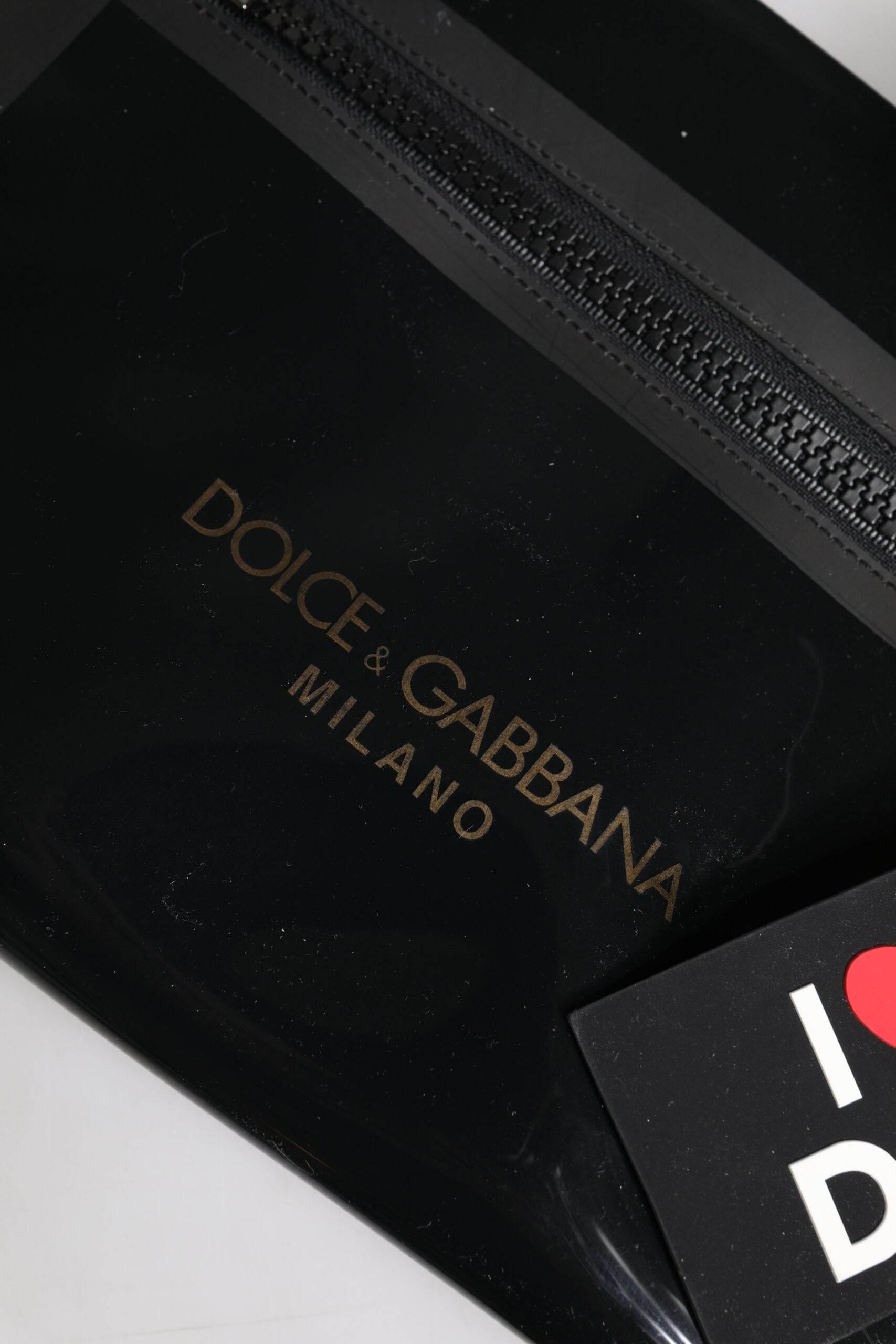 Dolce & Gabbana Black PVC Leather Pouch Shoulder Strap Bag - Hilstor