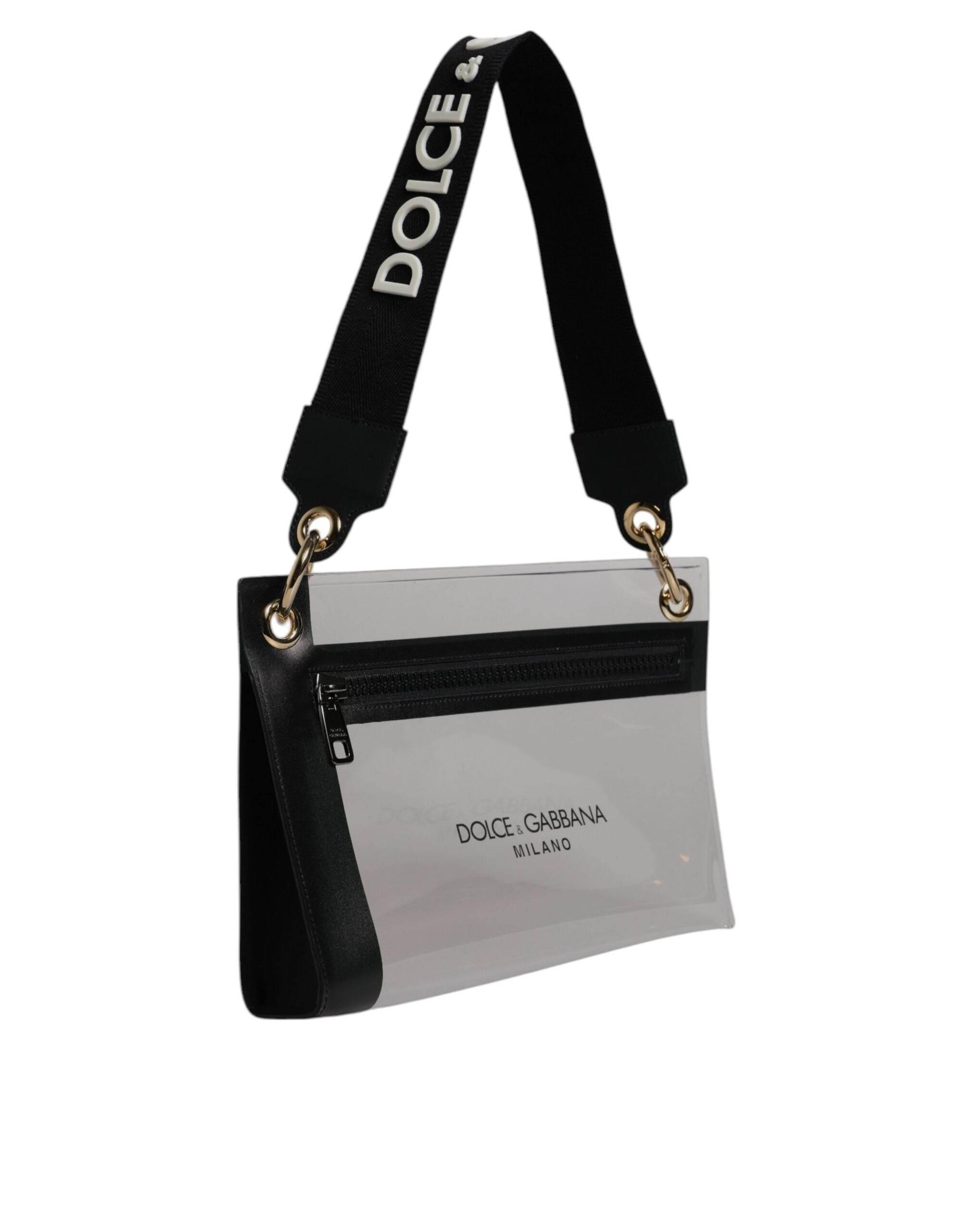 Dolce & Gabbana Clear PVC Leather Pouch Shoulder Strap Bag - Hilstor