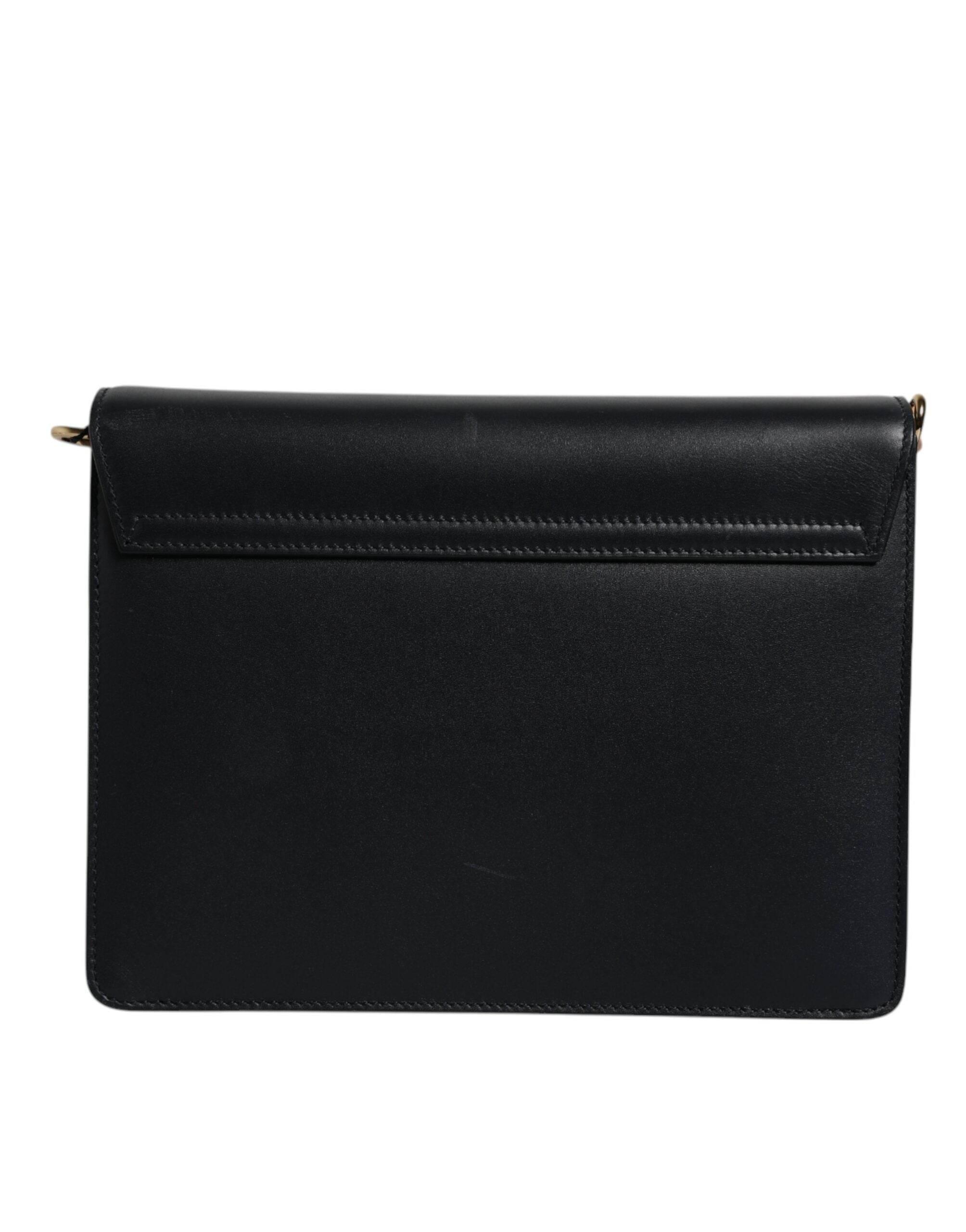 Dolce & Gabbana Black Calfskin Leather Shoulder Strap Bag - Hilstor