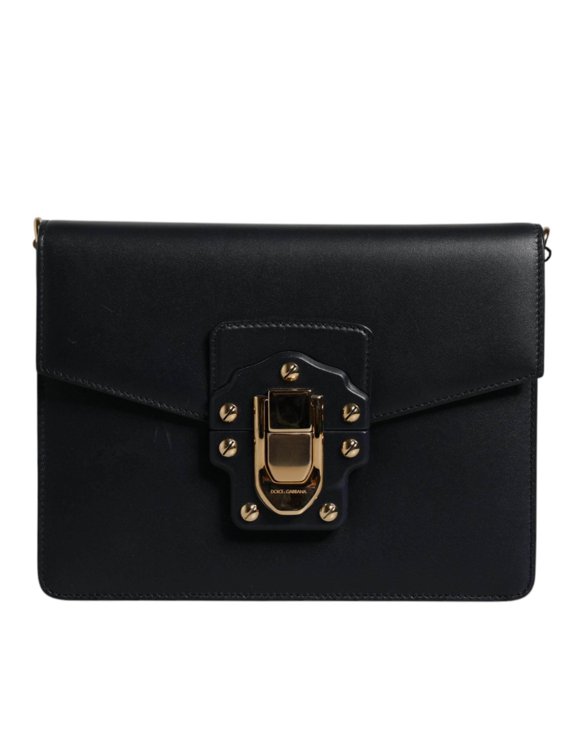 Dolce & Gabbana Black Calfskin Leather Shoulder Strap Bag - Hilstor