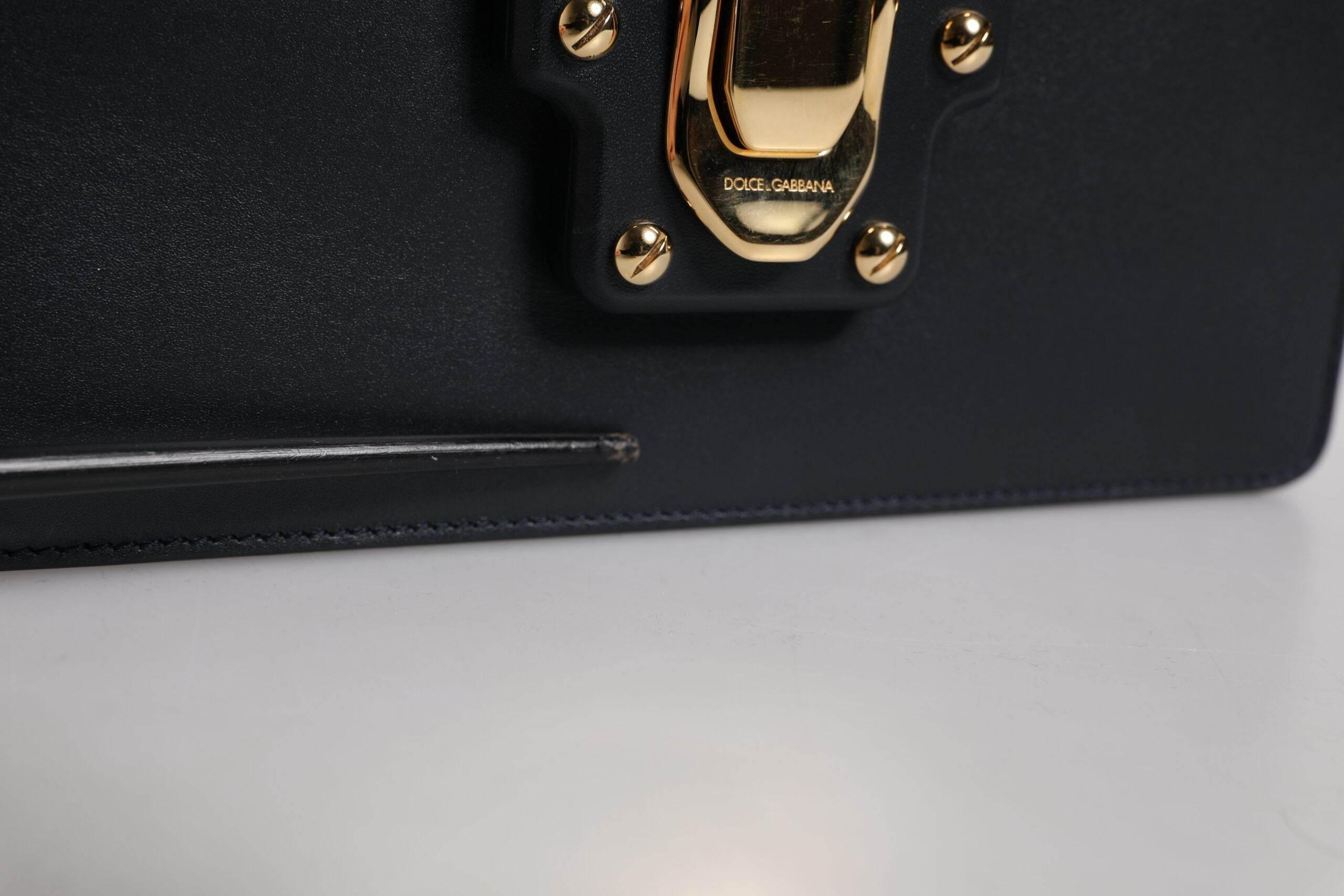 Dolce & Gabbana Black Calfskin Leather Shoulder Strap Bag - Hilstor