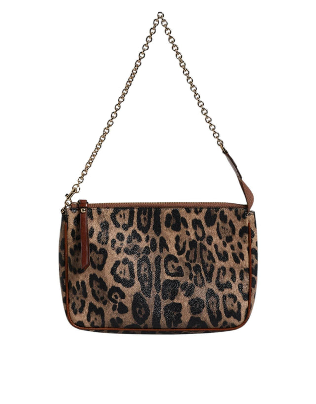 Dolce & Gabbana Brown Leopard Leather Shoulder Chain Strap Bag - Hilstor