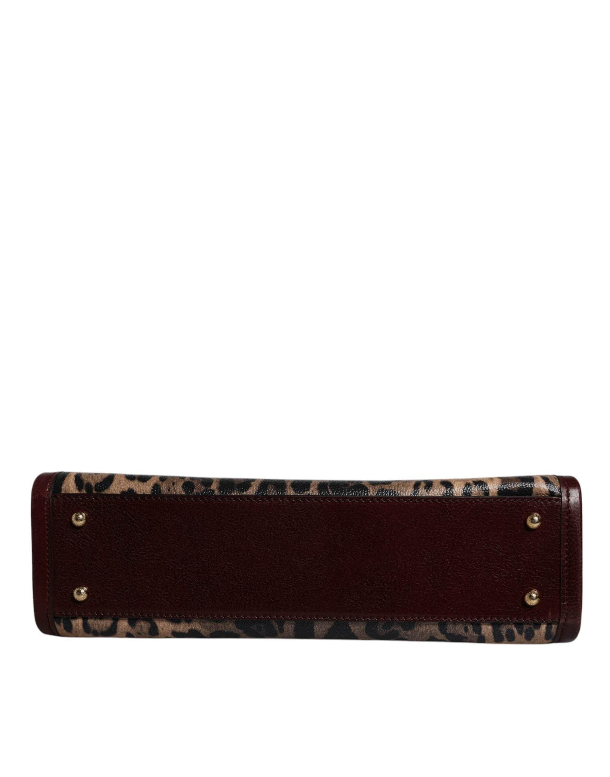 Dolce & Gabbana Brown Leopard Leather Shoulder Strap Tote Bag - Hilstor