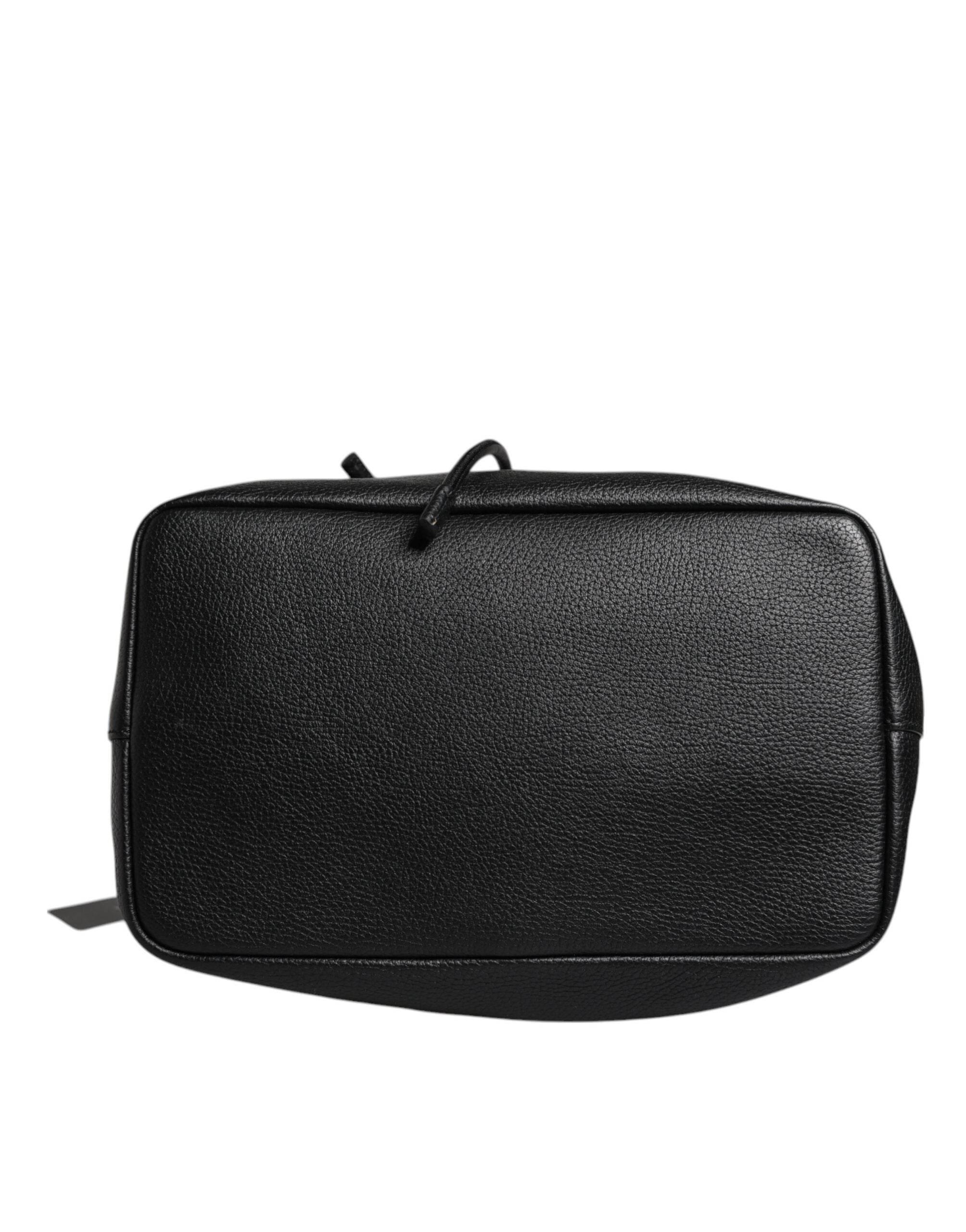 Dolce & Gabbana Black Calfskin Leather DOLCE Shoulder Bucket Bag - Hilstor