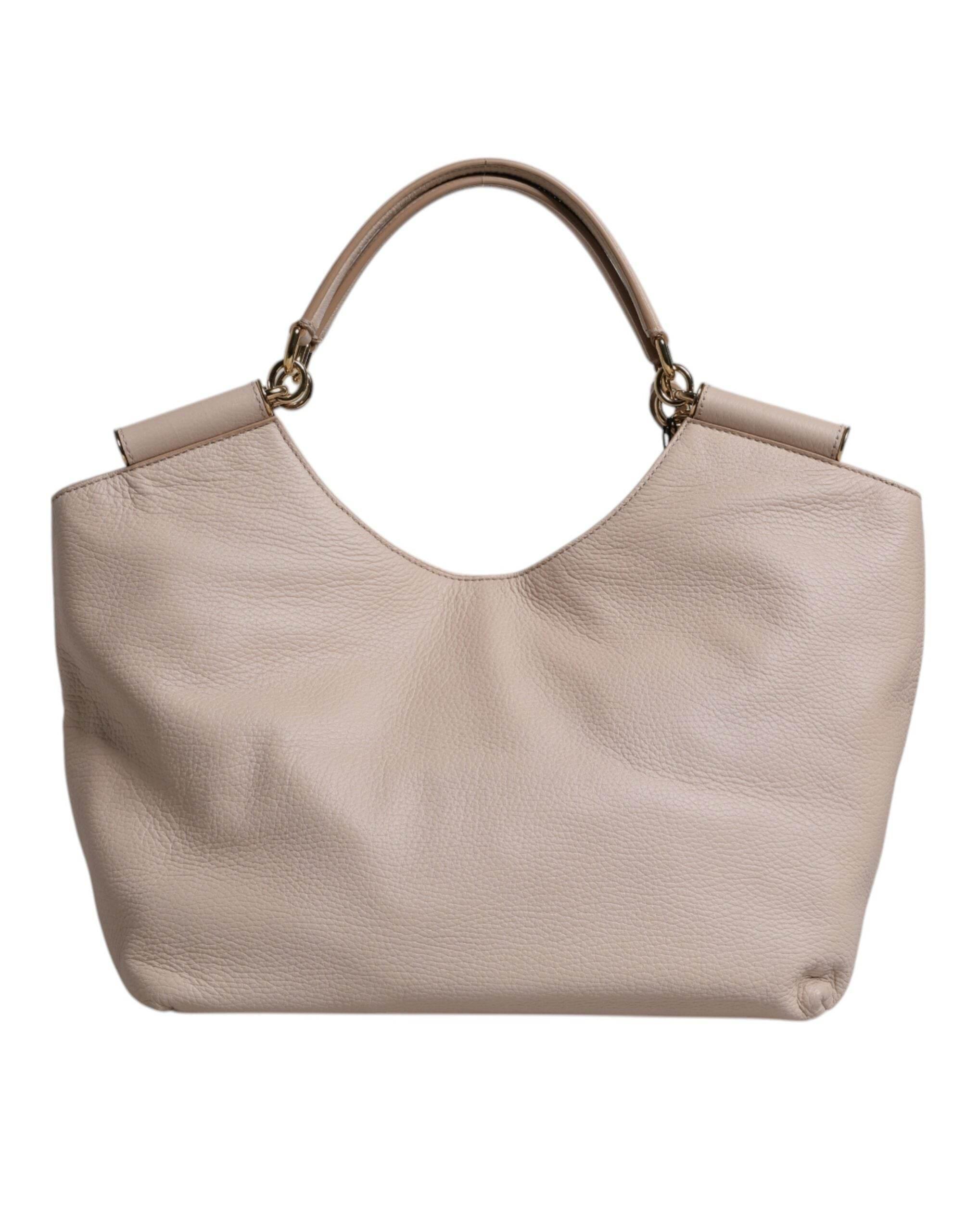 Dolce & Gabbana Light Pink Deer Leather Logo Plaque Tote Top Handle Bag - Hilstor