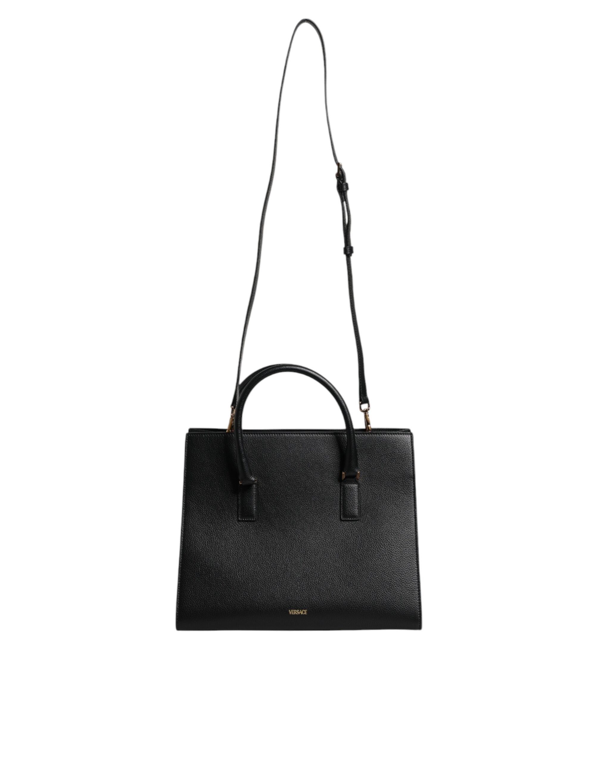 Versace sort stort læder tophåndtag skulder crossbody taske