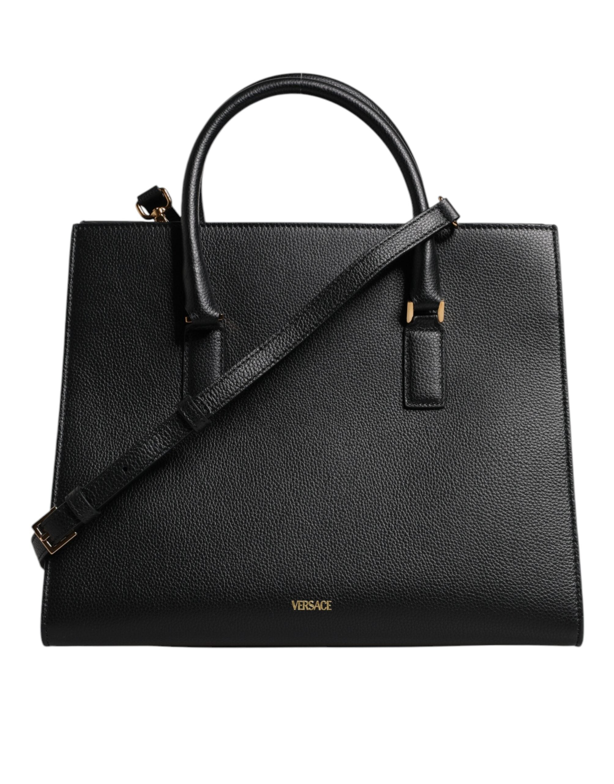 Versace sort stort læder tophåndtag skulder crossbody taske
