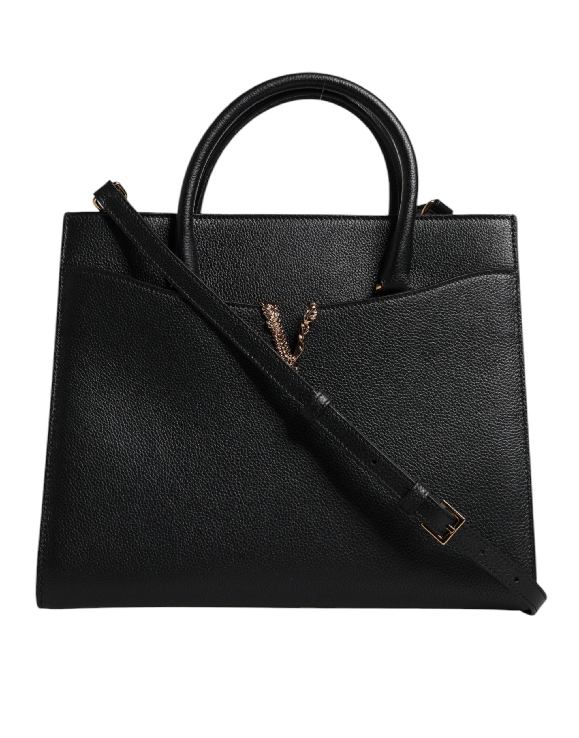 Versace sort stort læder tophåndtag skulder crossbody taske
