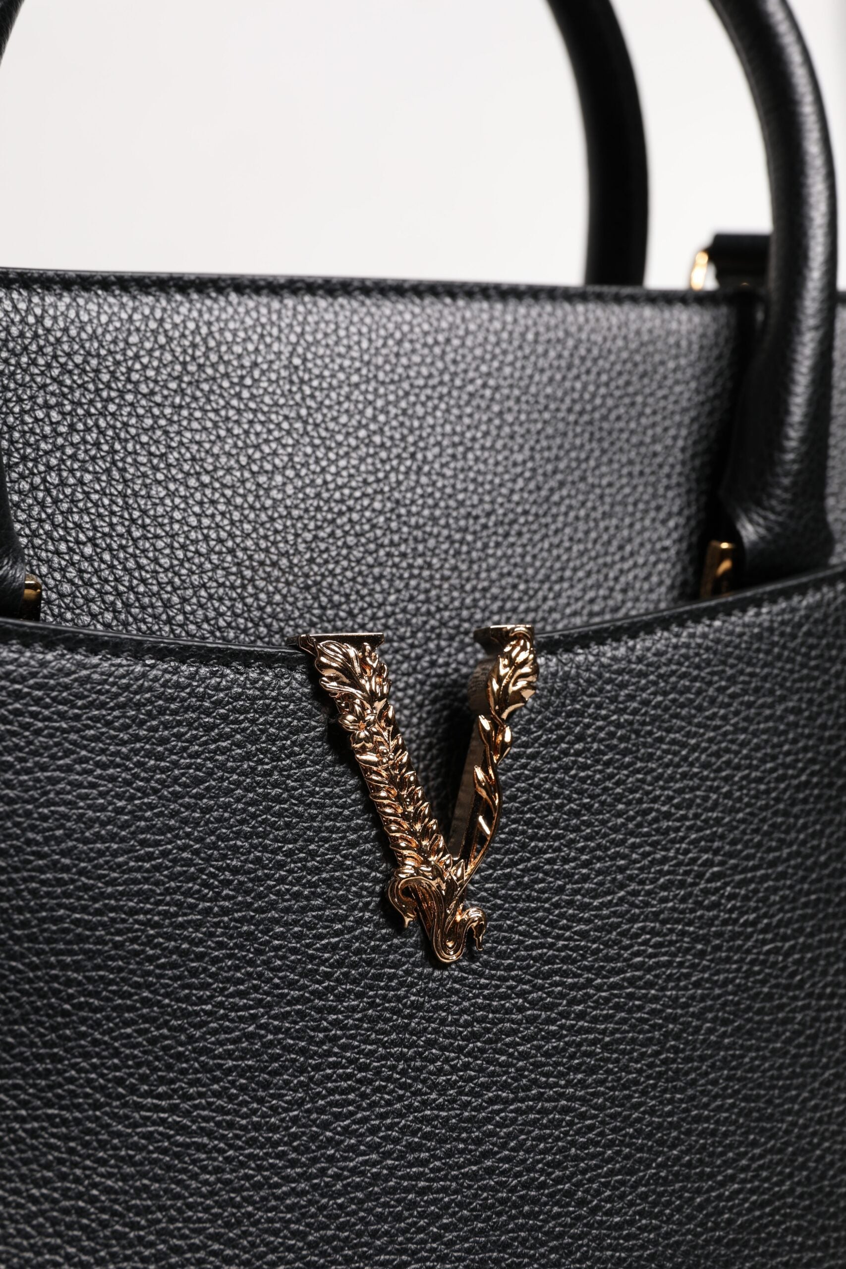 Versace sort stort læder tophåndtag skulder crossbody taske
