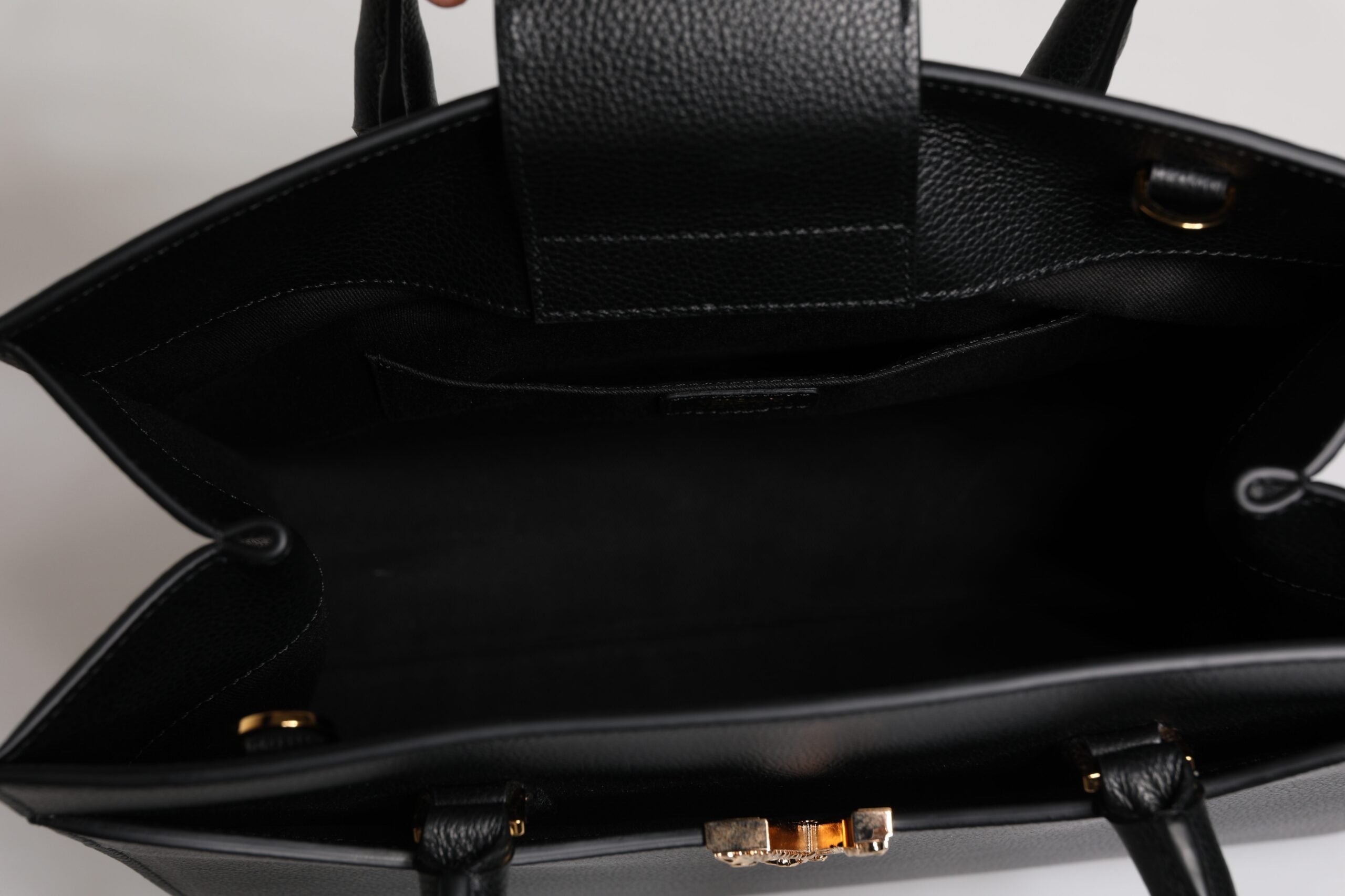 Versace sort stort læder tophåndtag skulder crossbody taske