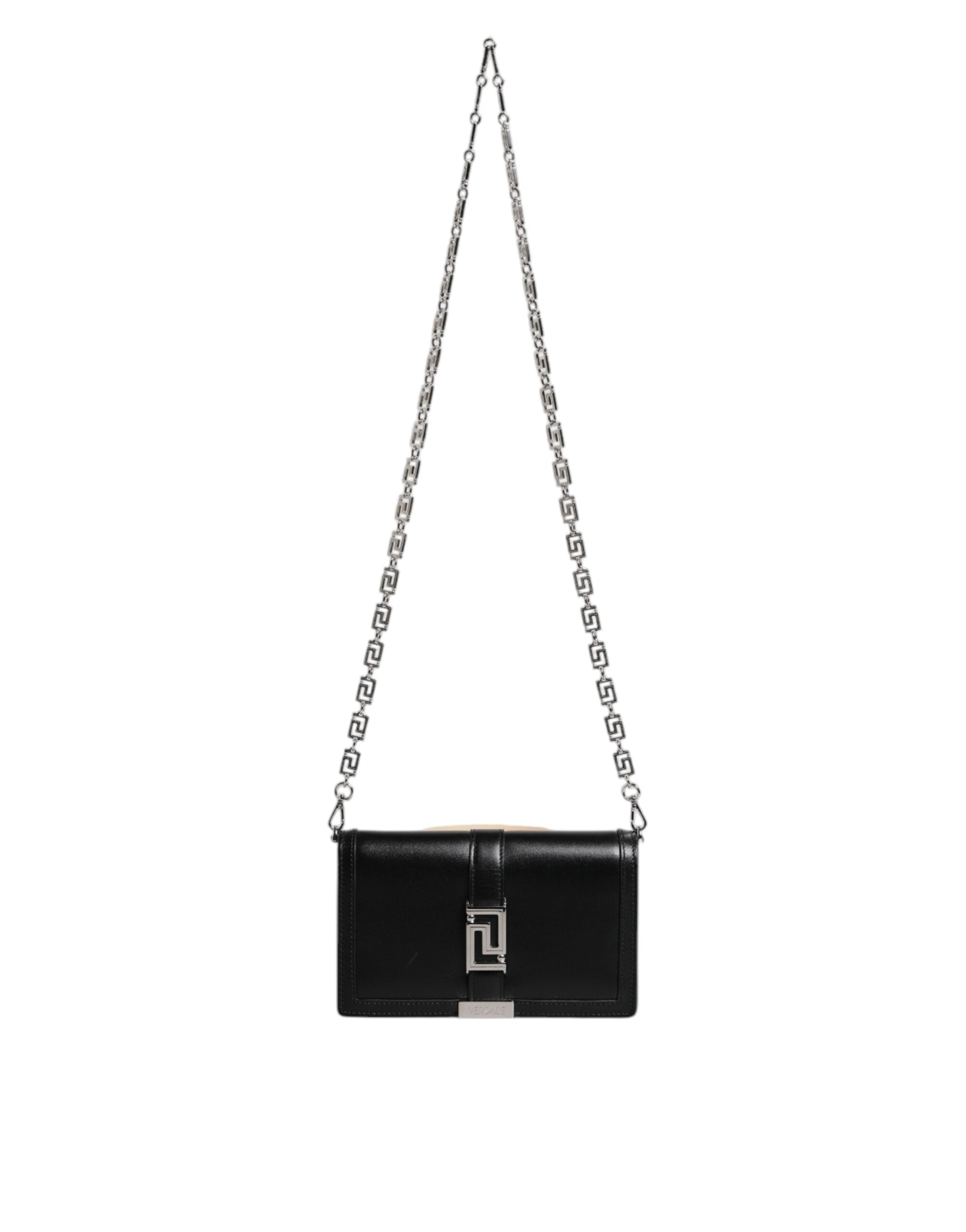Versace sort kalveskind læder kæderem skulder crossbody taske