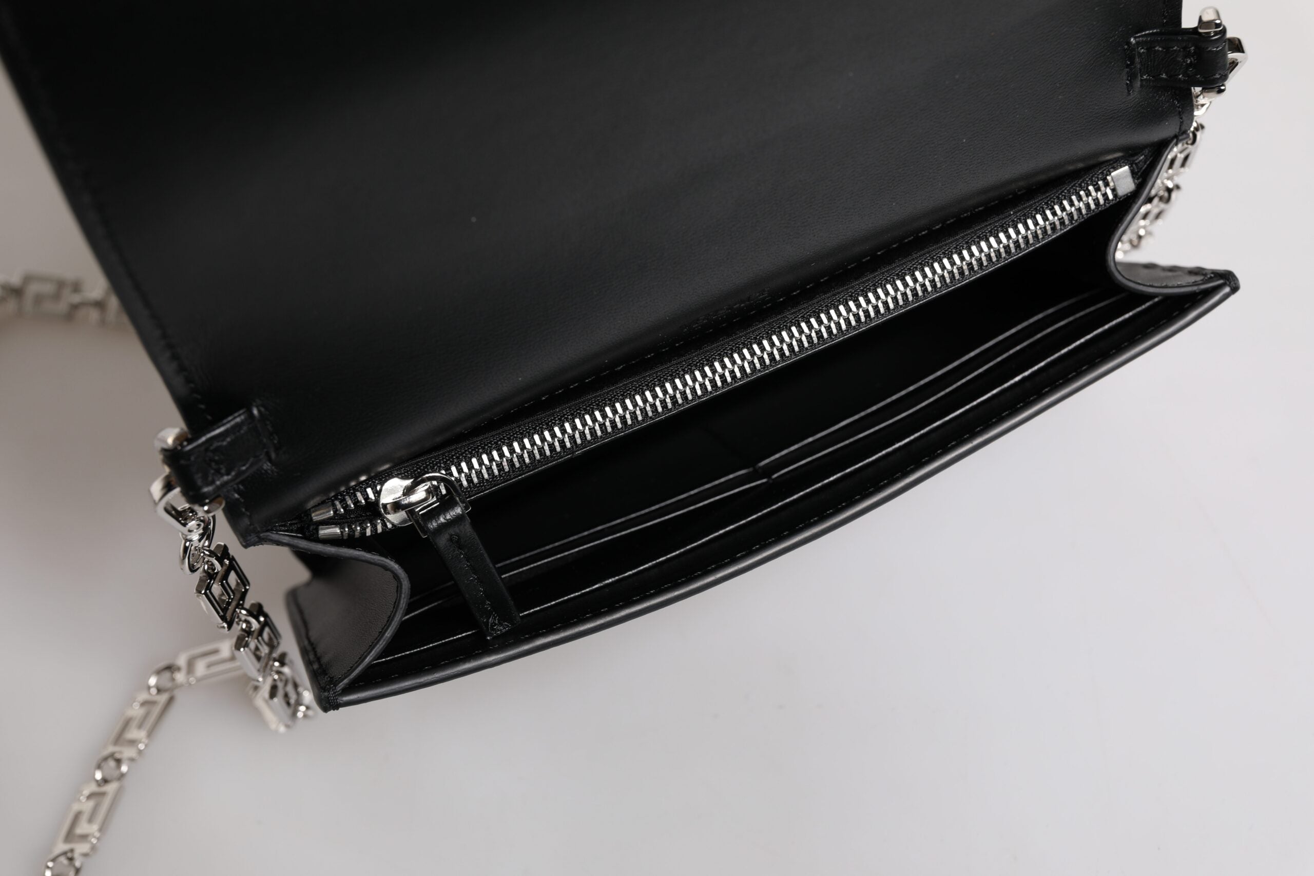 Versace sort kalveskind læder kæderem skulder crossbody taske