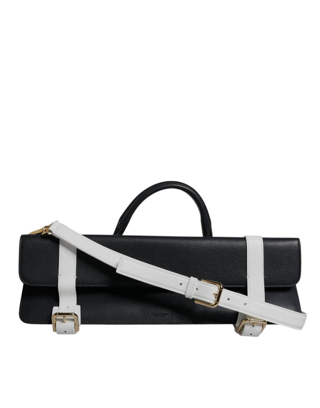 Dolce & Gabbana Blue White Calfskin Leather Crossbody Shoulder Bag - Hilstor