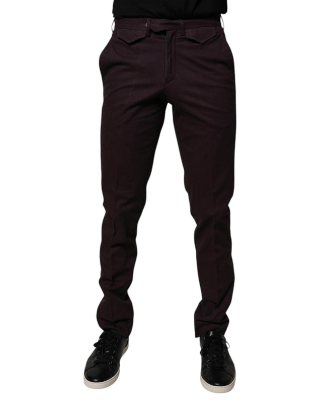 BENCIVENGA Brown Pure Cotton Slim Fit Men Dress Pants - Hilstor