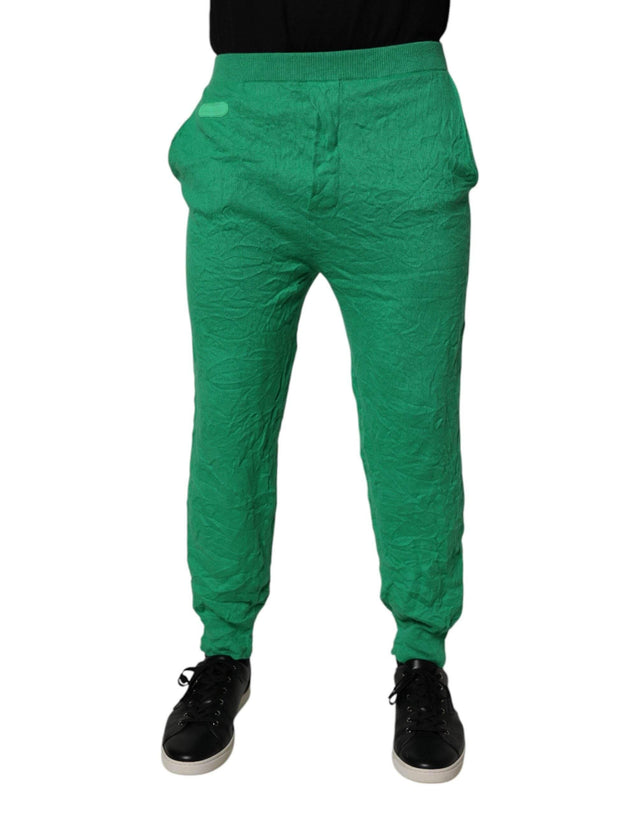 Dsquared² Green Cotton Elastic Waist Men Casual Pants - Hilstor