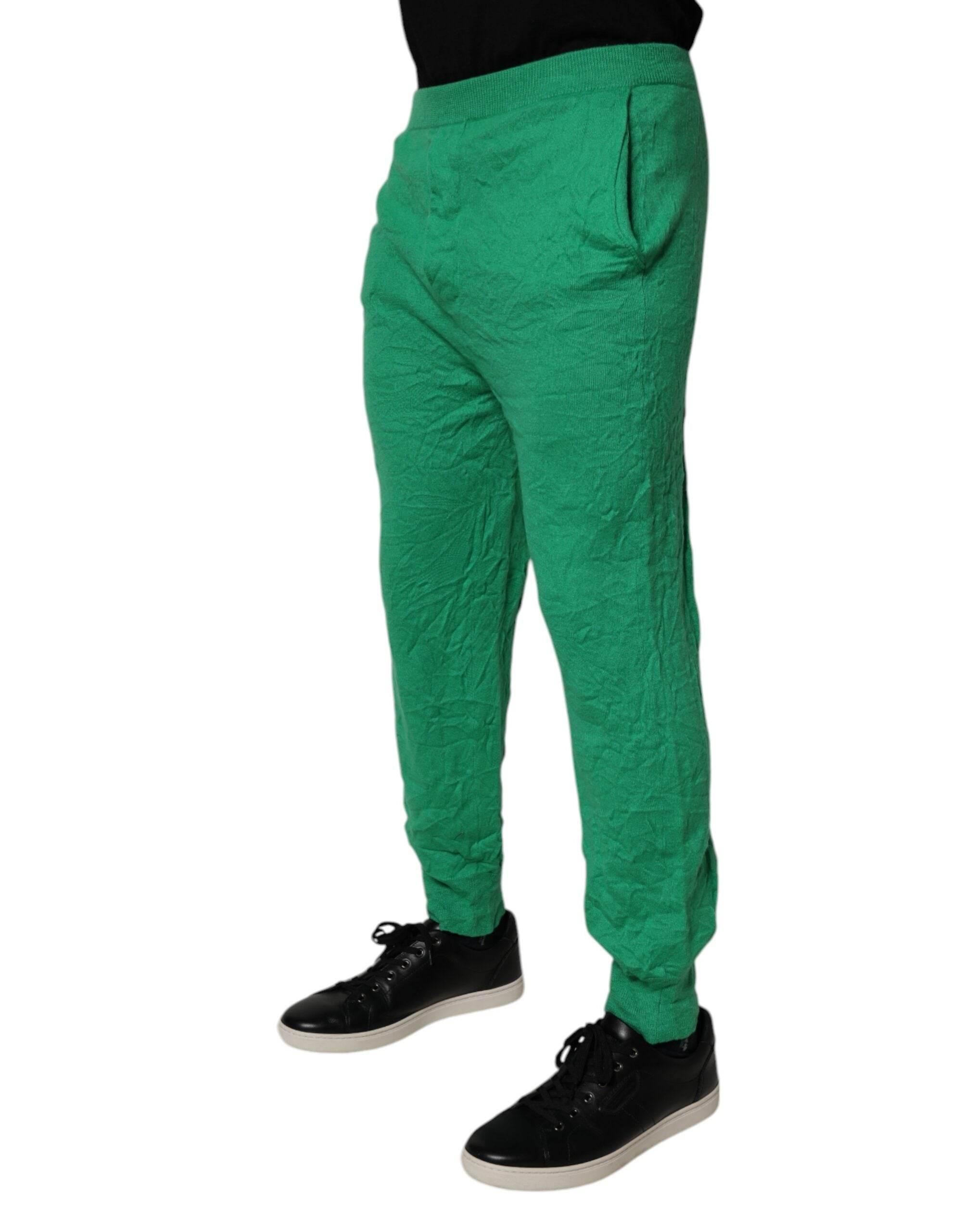 Dsquared² Green Cotton Elastic Waist Men Casual Pants - Hilstor
