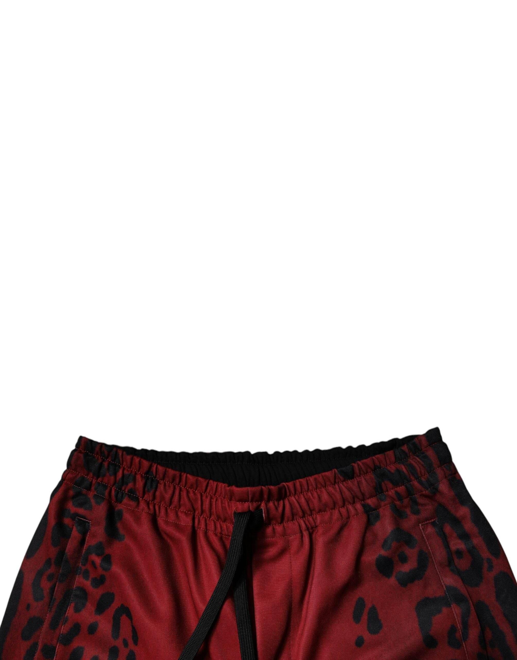 Dolce & Gabbana Red Leopard Print Polyester Men Jogger Pants - Hilstor