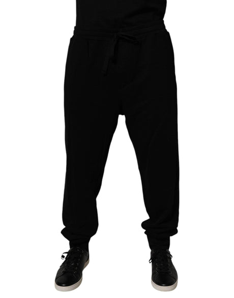 Dolce & Gabbana Black Cotton Crown Logo Jogger Pants - Hilstor