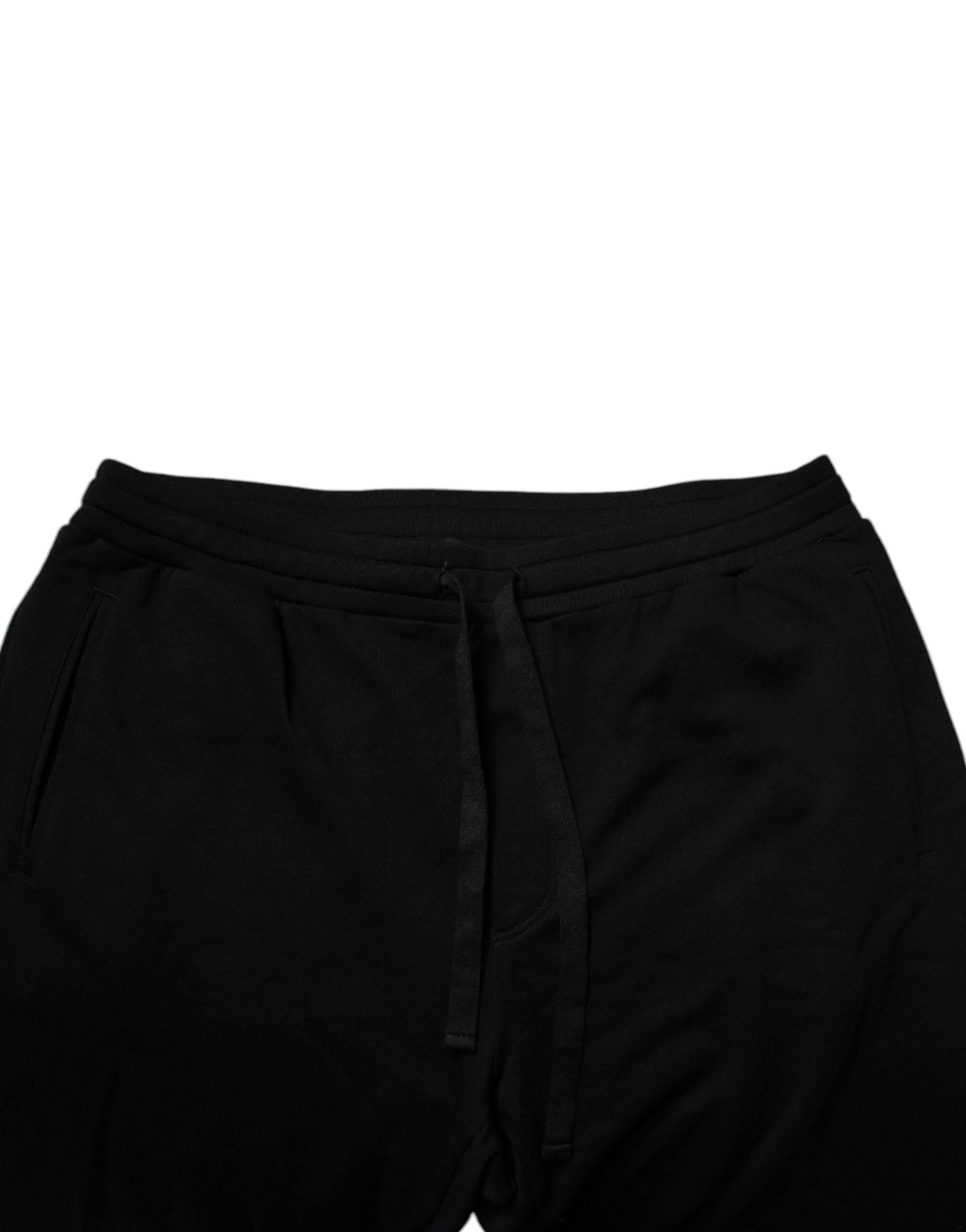 Dolce & Gabbana Black Cotton Crown Logo Jogger Pants - Hilstor