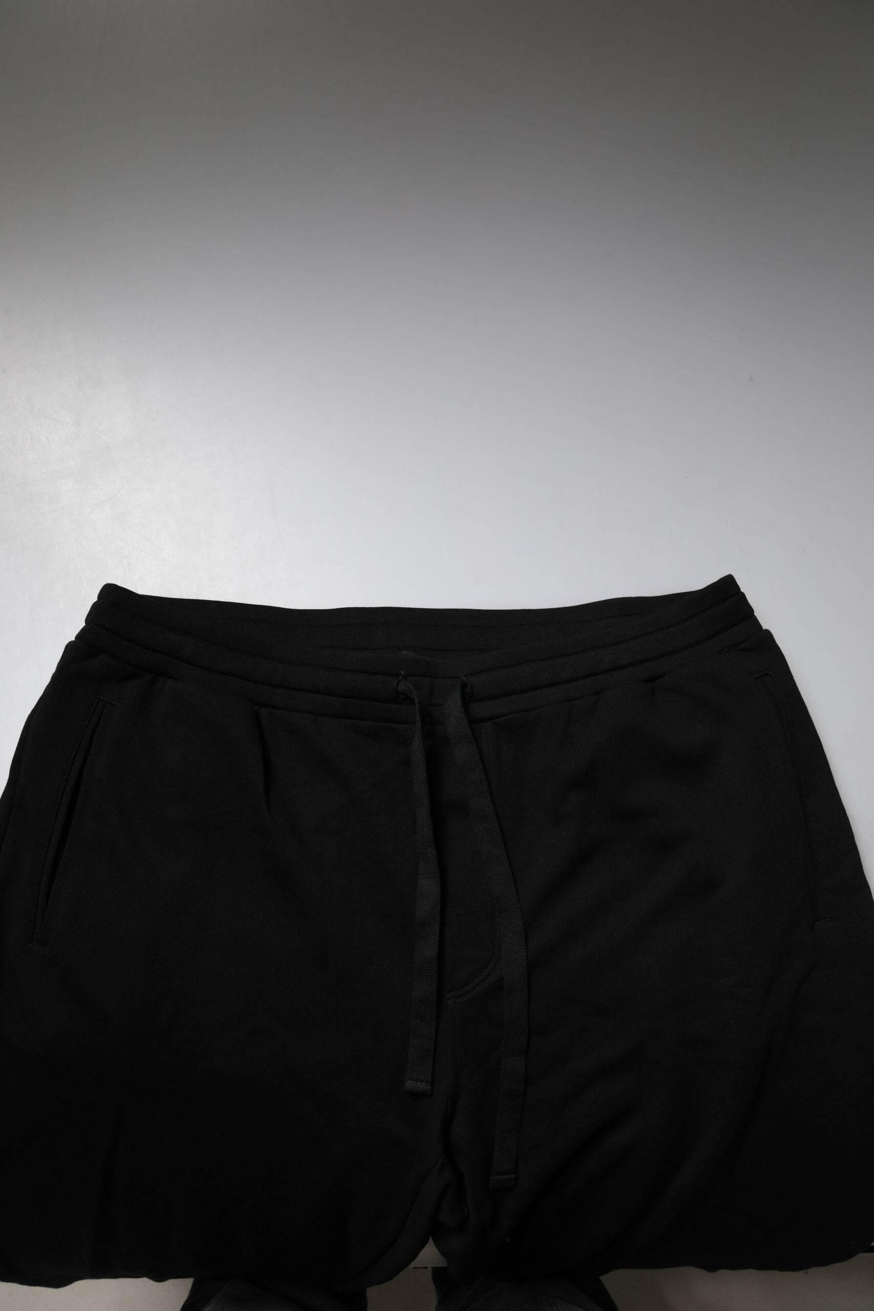 Dolce & Gabbana Black Cotton Crown Logo Jogger Pants - Hilstor
