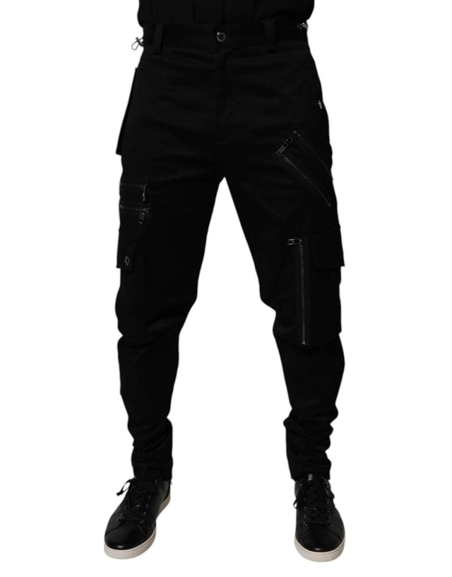 Dolce & Gabbana Black Cotton Cargo Tapered Pants - Hilstor