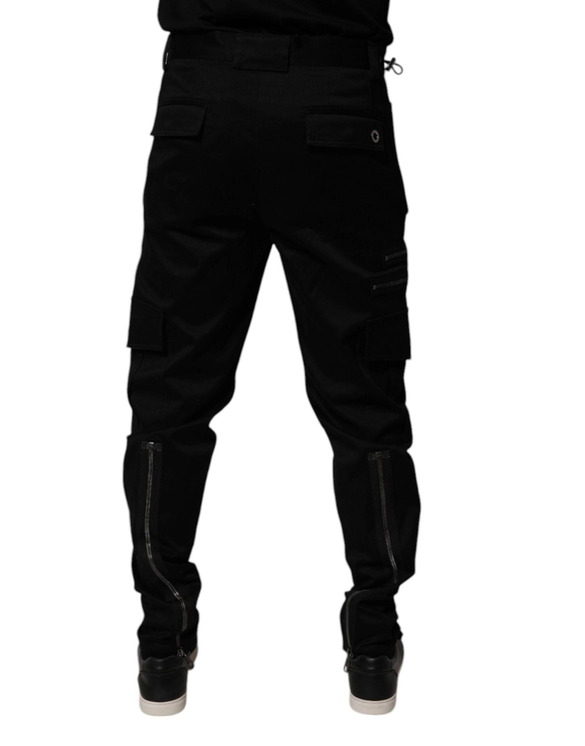 Dolce & Gabbana Black Cotton Cargo Tapered Pants - Hilstor