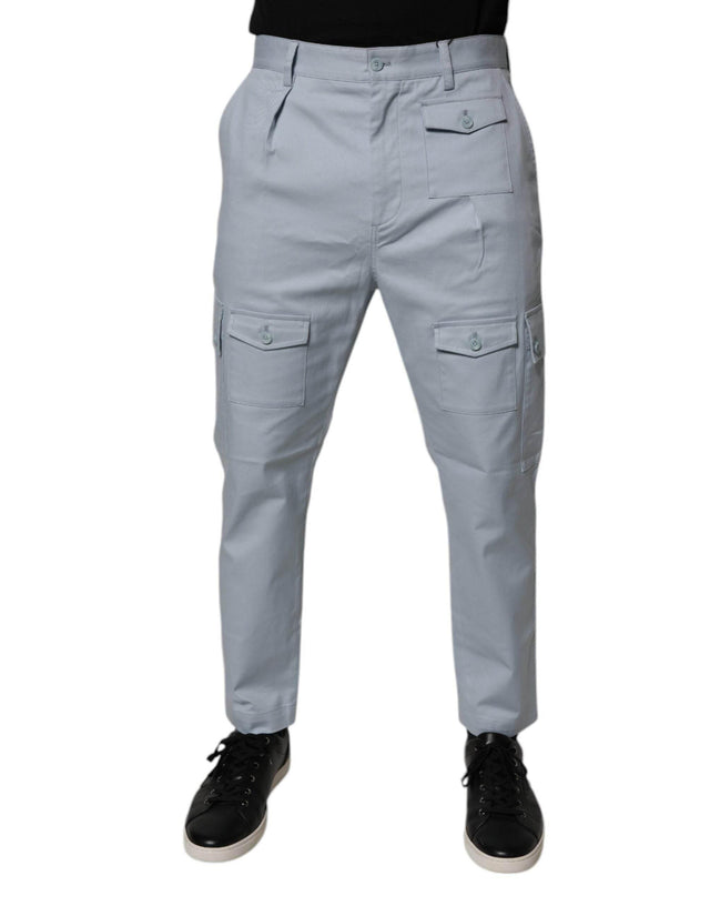 Dolce & Gabbana Light Blue Cotton Cargo Tapered Pants - Hilstor