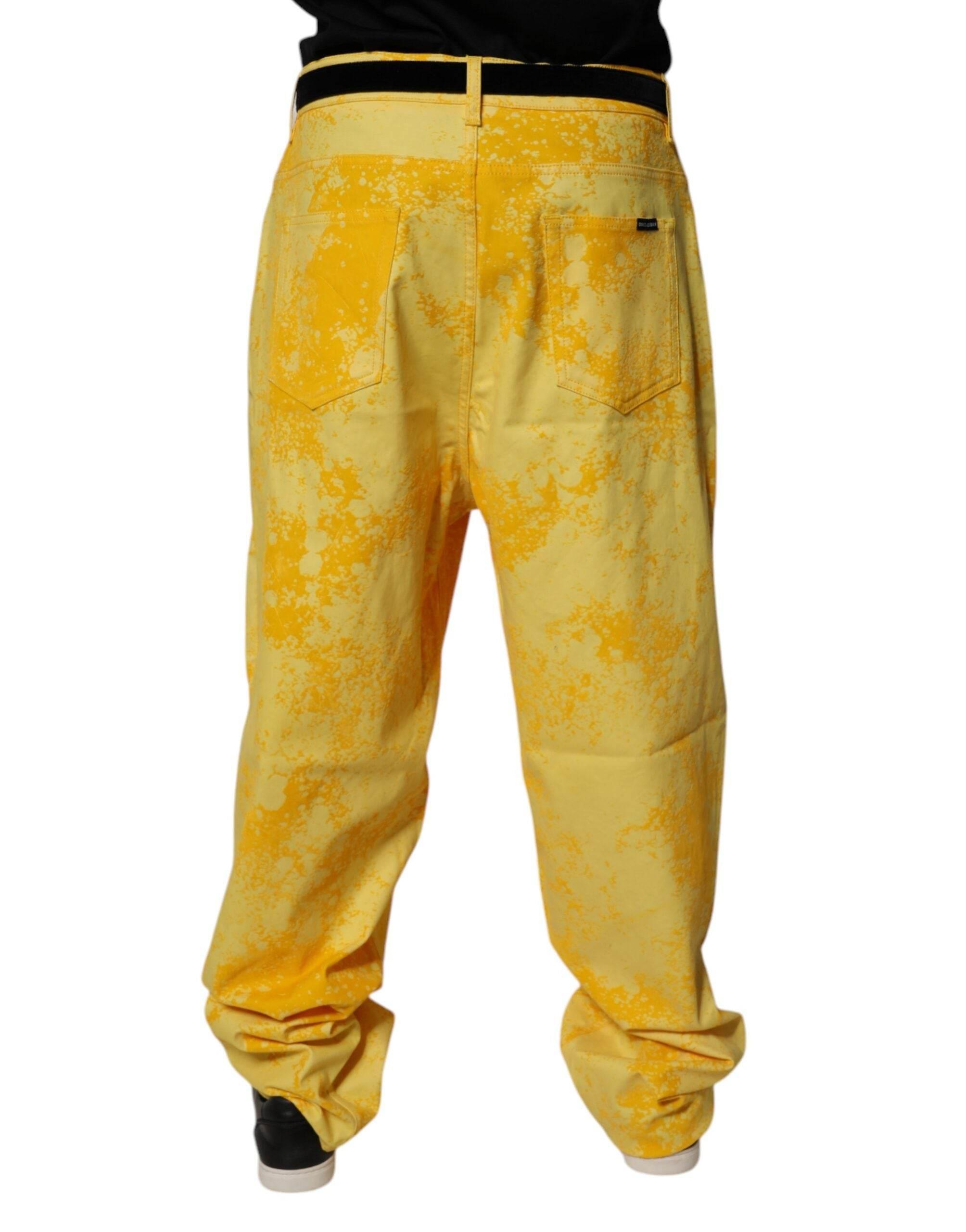 Dolce & Gabbana Yellow Tie Dye Cotton Straight Denim Jeans - Hilstor