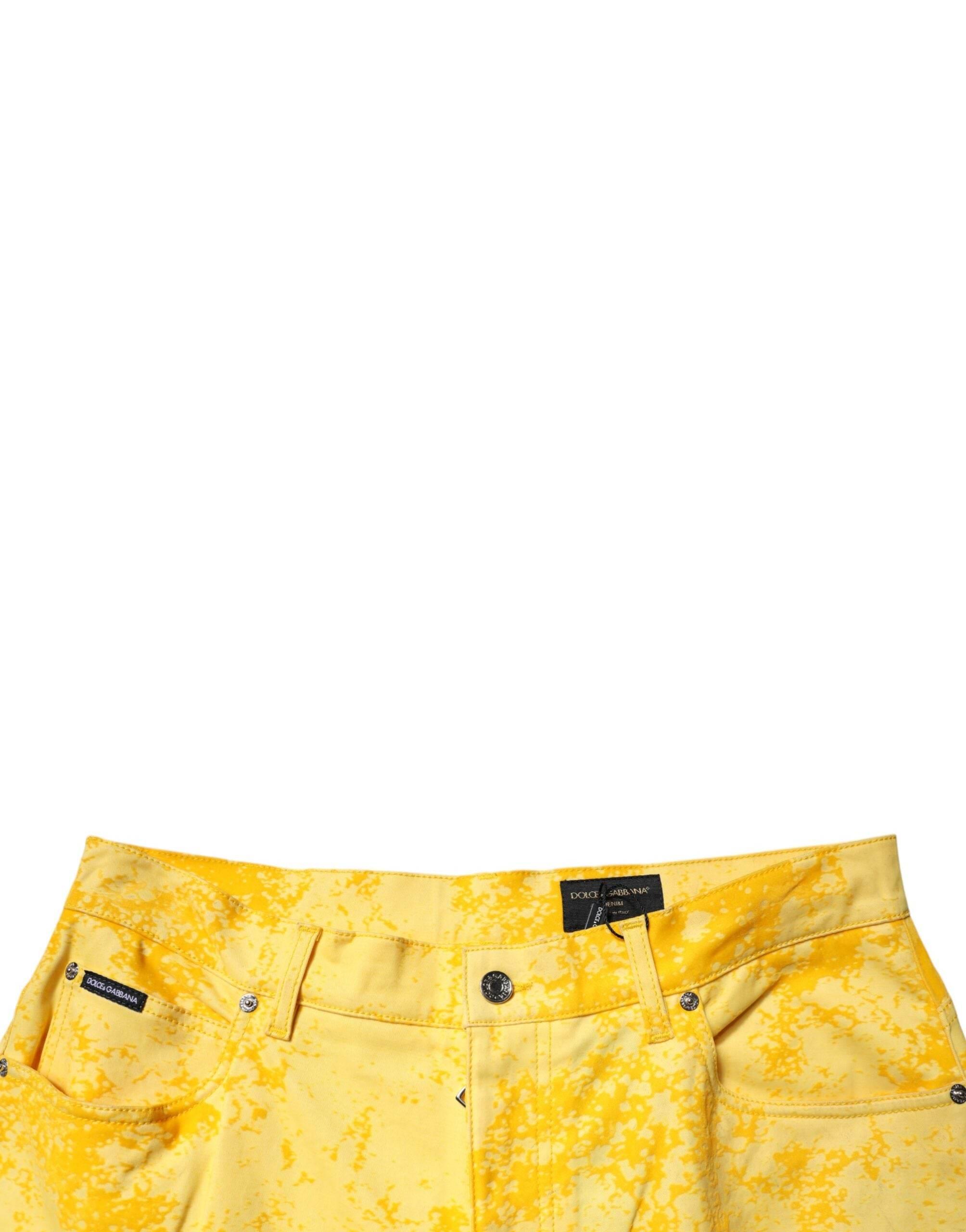 Dolce & Gabbana Yellow Tie Dye Cotton Straight Denim Jeans - Hilstor