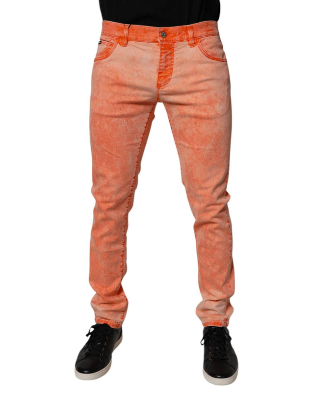 Dolce & Gabbana Orange Tie Dye Cotton Skinny Men Denim Jeans - Hilstor