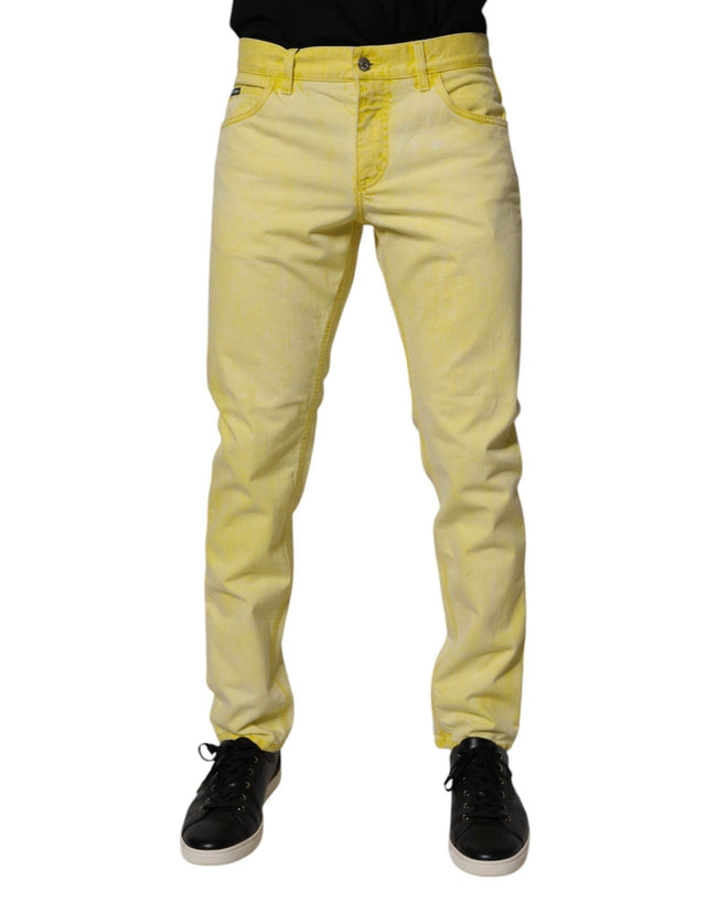 Dolce & Gabbana Yellow Cotton Stretch Skinny Men Denim Jeans - Hilstor