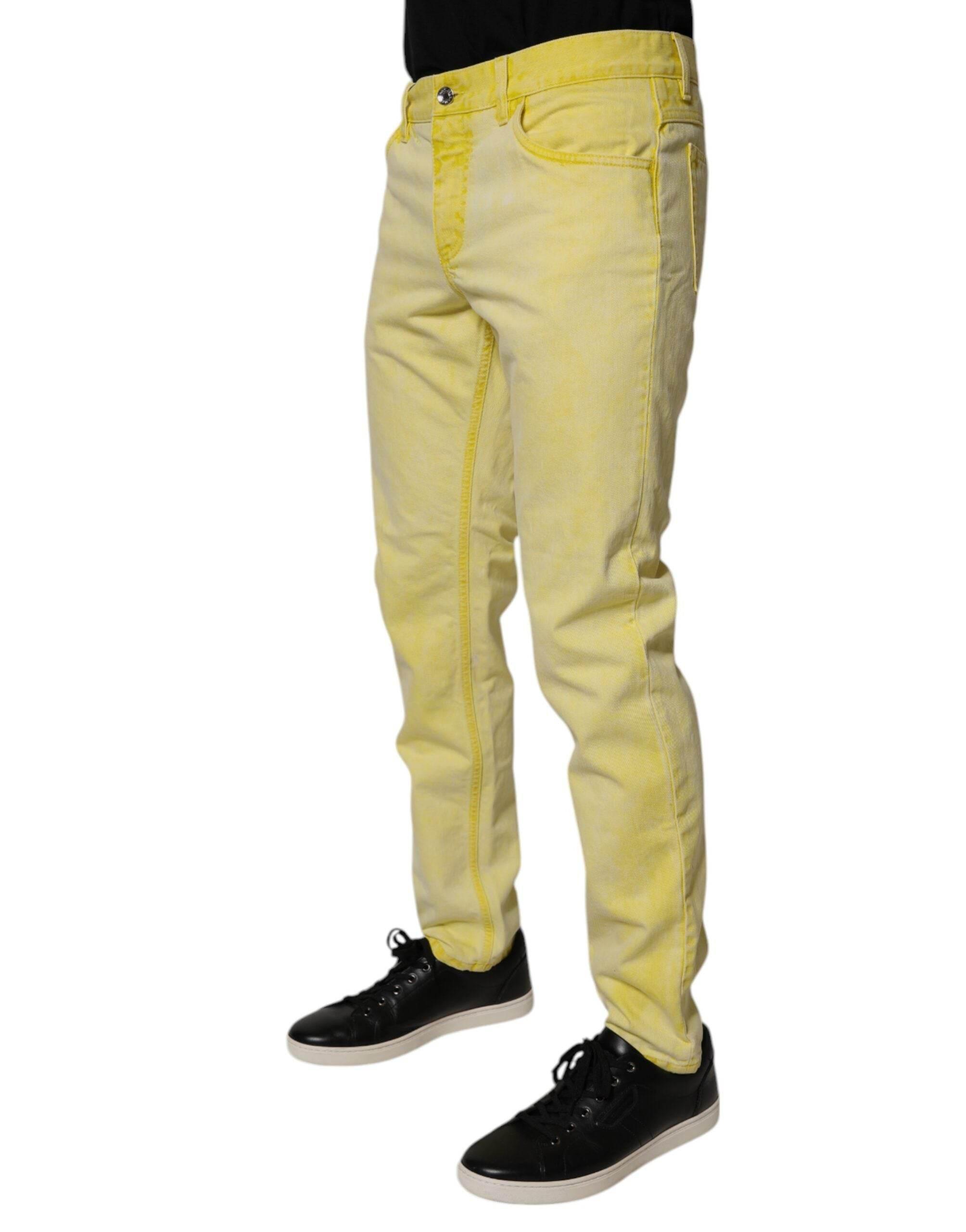 Dolce & Gabbana Yellow Cotton Stretch Skinny Men Denim Jeans - Hilstor