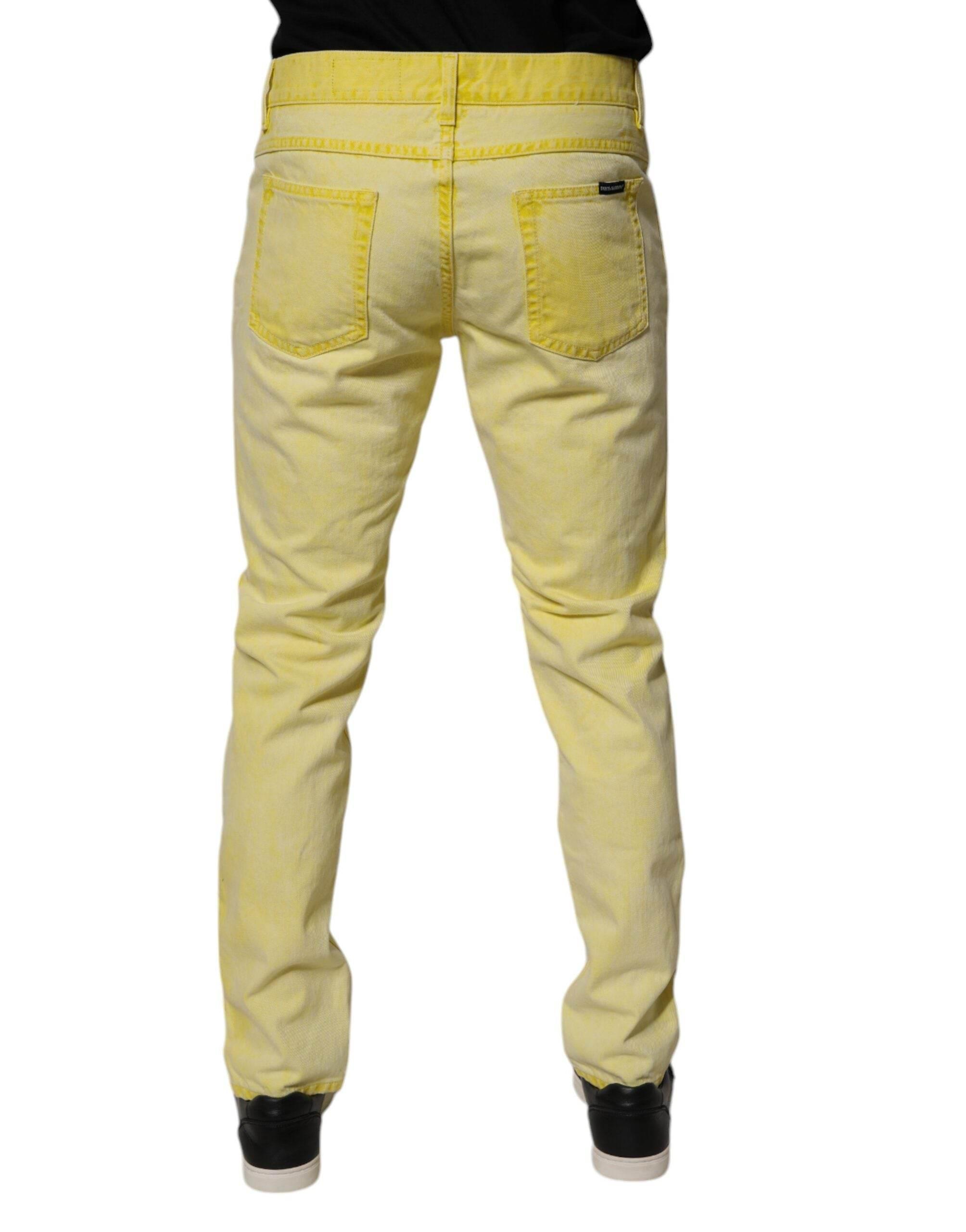 Dolce & Gabbana Yellow Cotton Stretch Skinny Men Denim Jeans - Hilstor