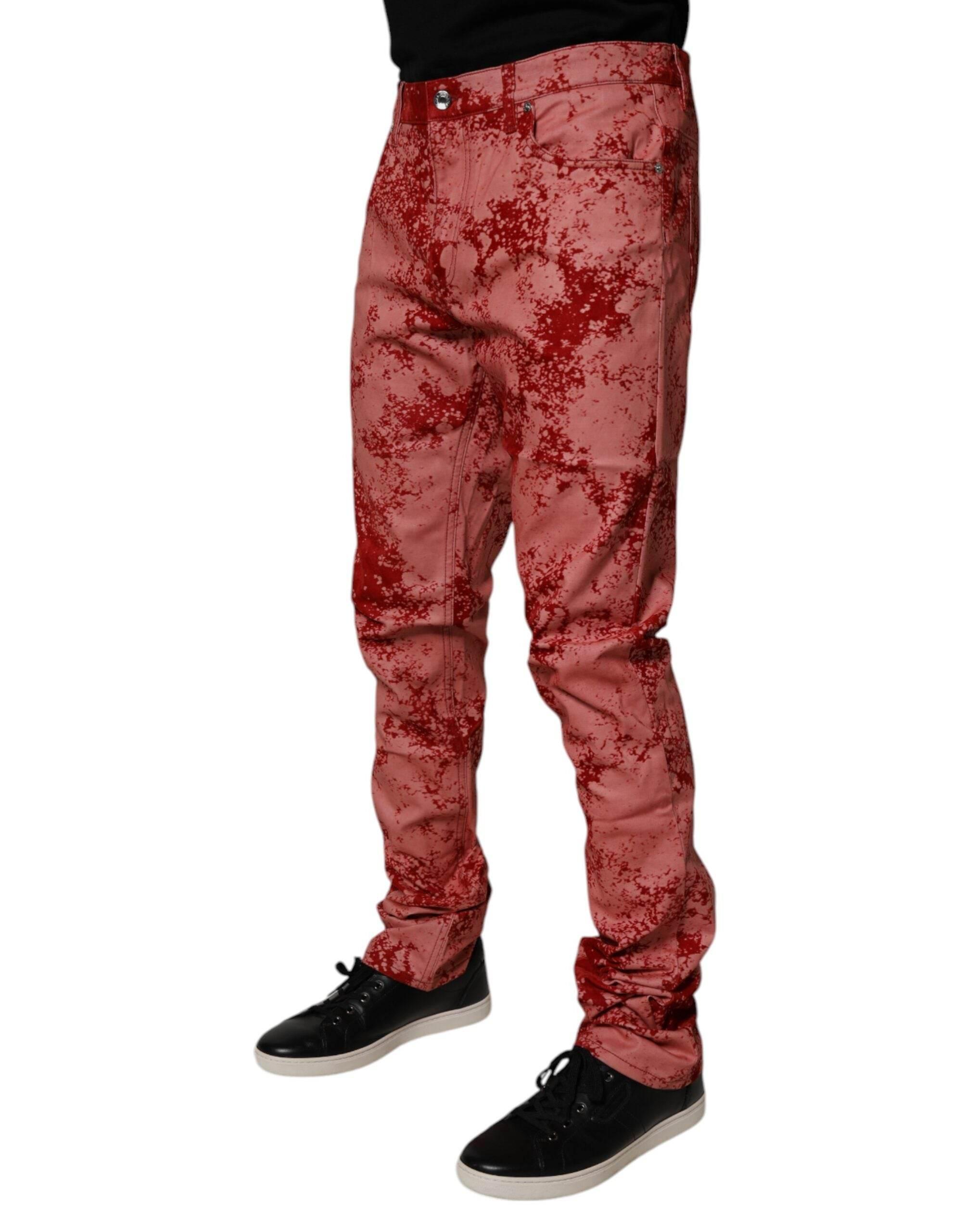 Dolce & Gabbana Red Tie Dye Cotton Skinny Men Denim Jeans - Hilstor