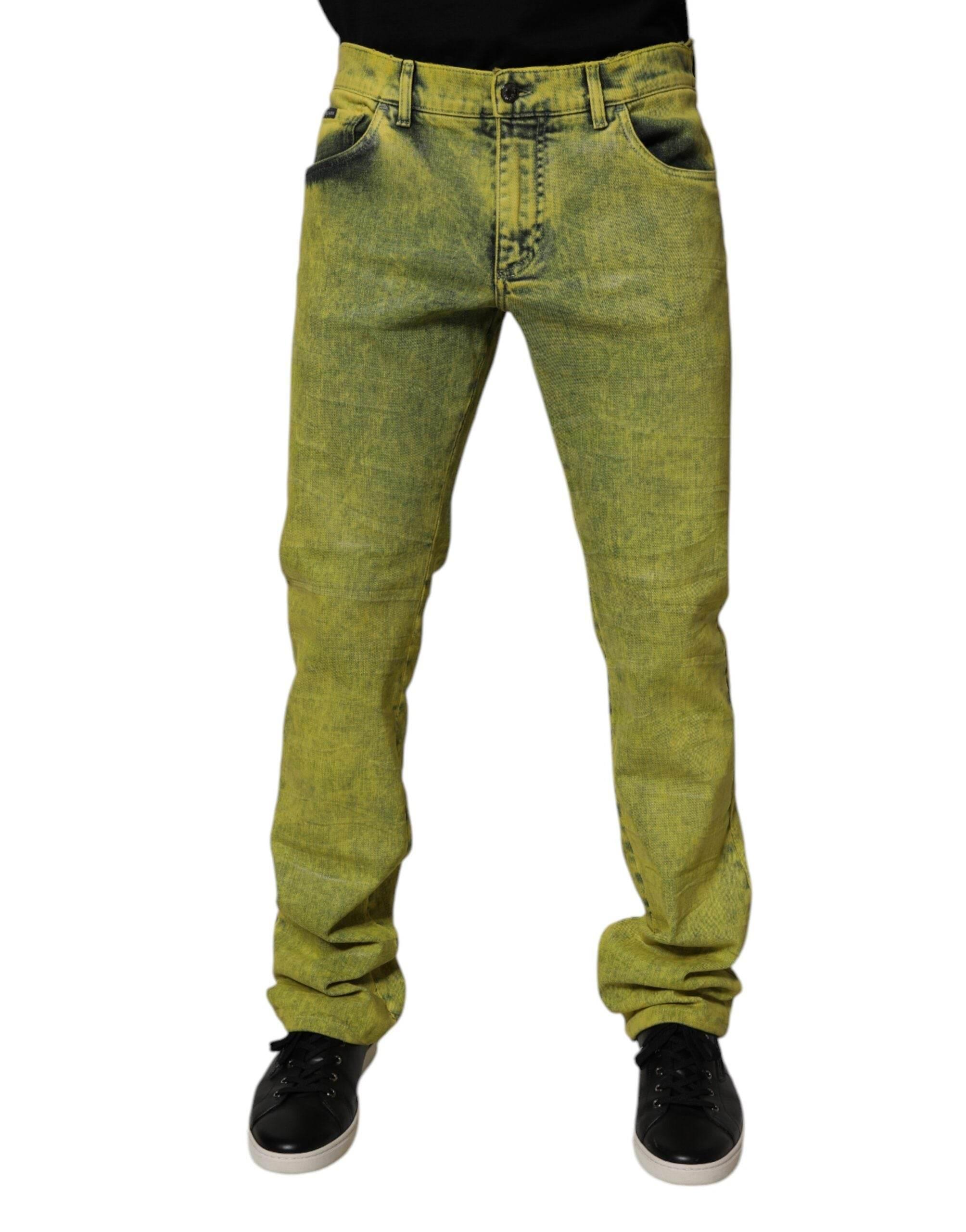 Dolce & Gabbana Yellow Cotton Stretch Skinny Men Denim Jeans - Hilstor