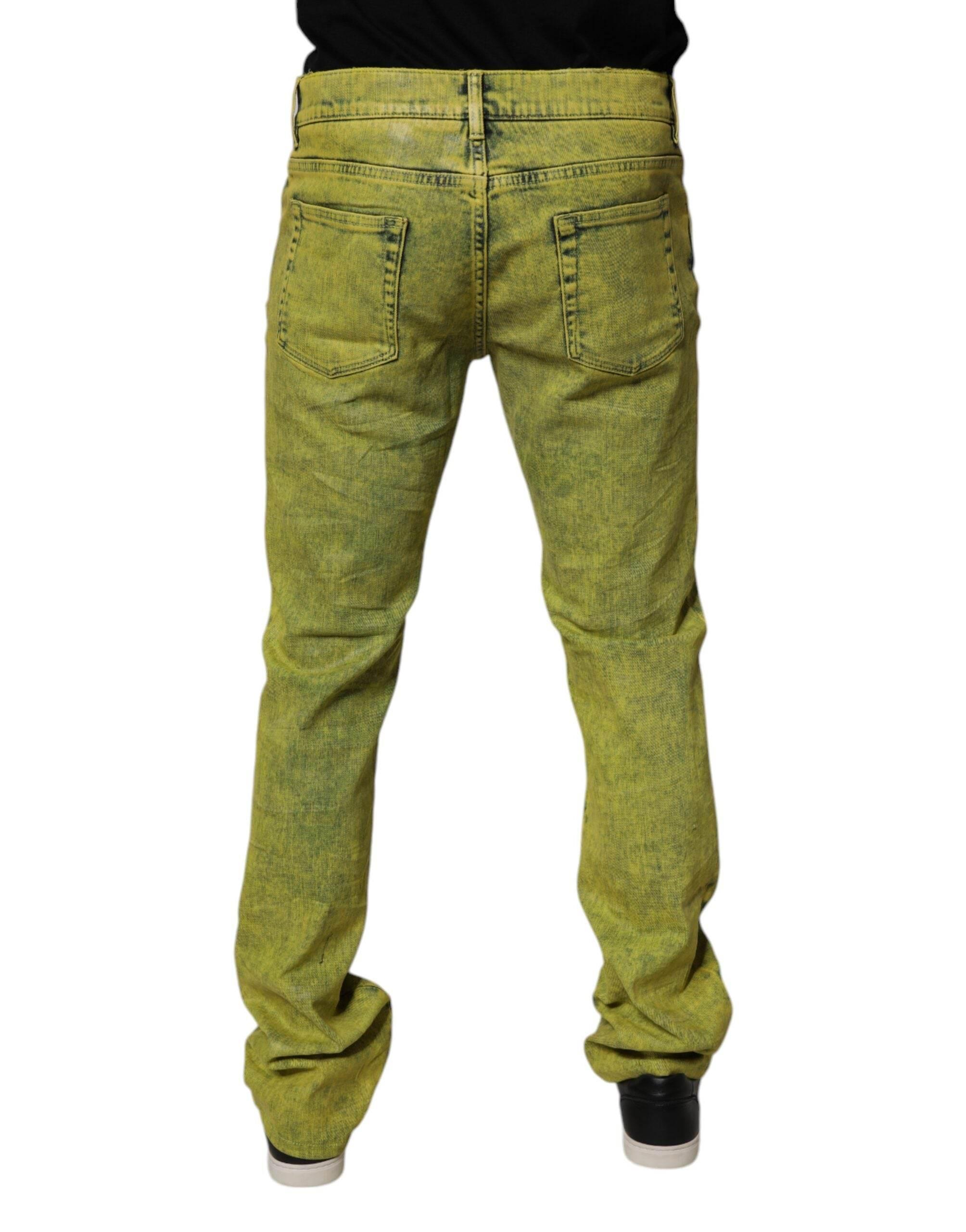 Dolce & Gabbana Yellow Cotton Stretch Skinny Men Denim Jeans - Hilstor
