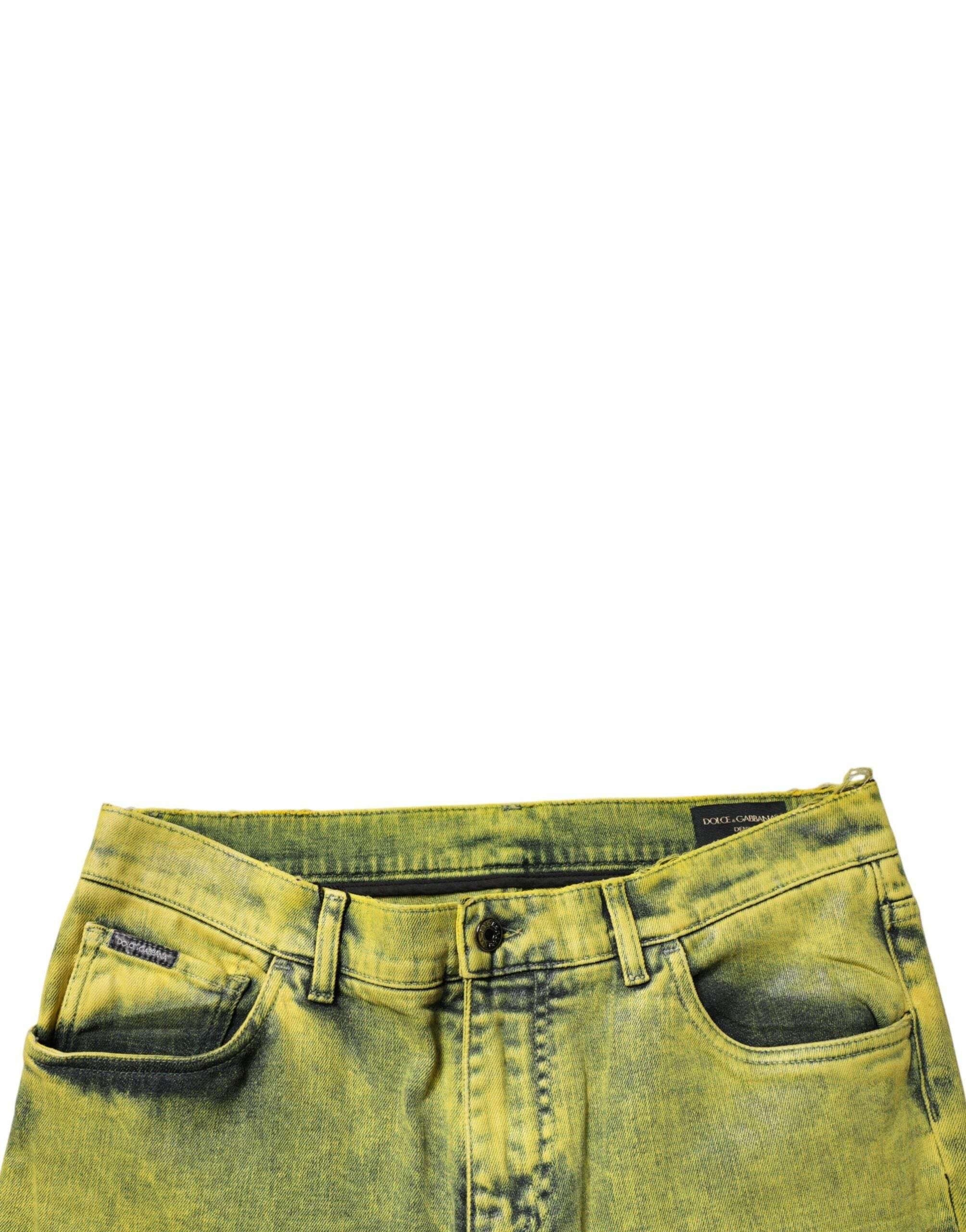 Dolce & Gabbana Yellow Cotton Stretch Skinny Men Denim Jeans - Hilstor