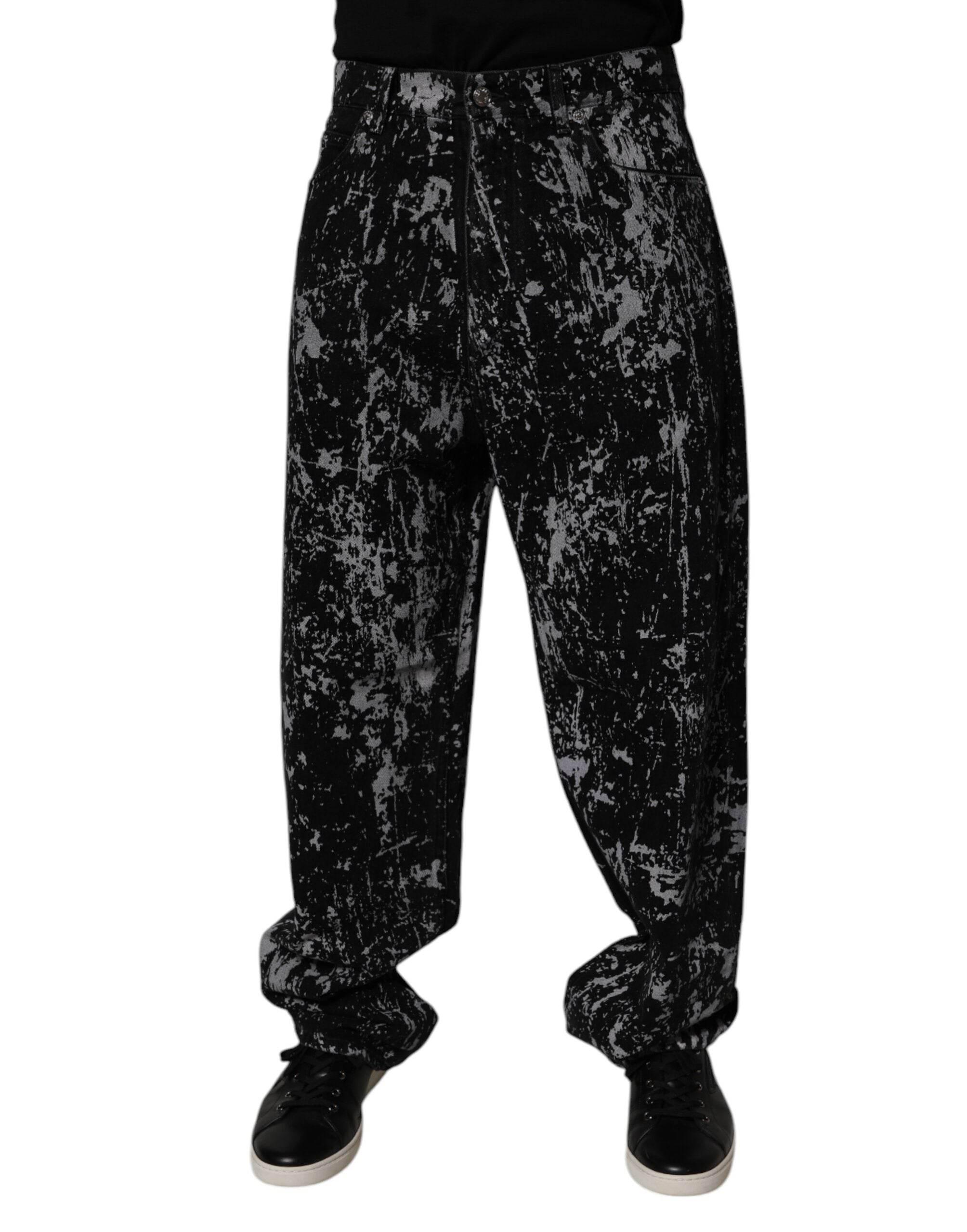 Dolce & Gabbana Black Tie Dye Cotton Straight Men Denim Jeans - Hilstor