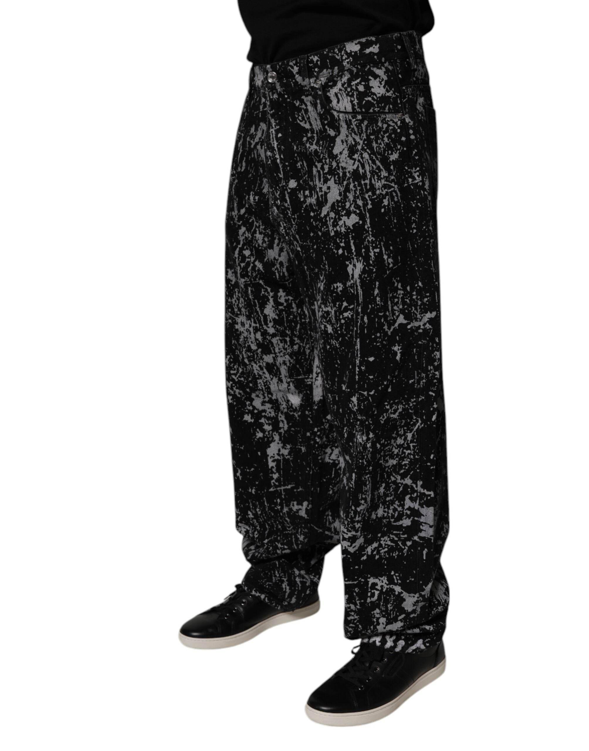 Dolce & Gabbana Black Tie Dye Cotton Straight Men Denim Jeans - Hilstor