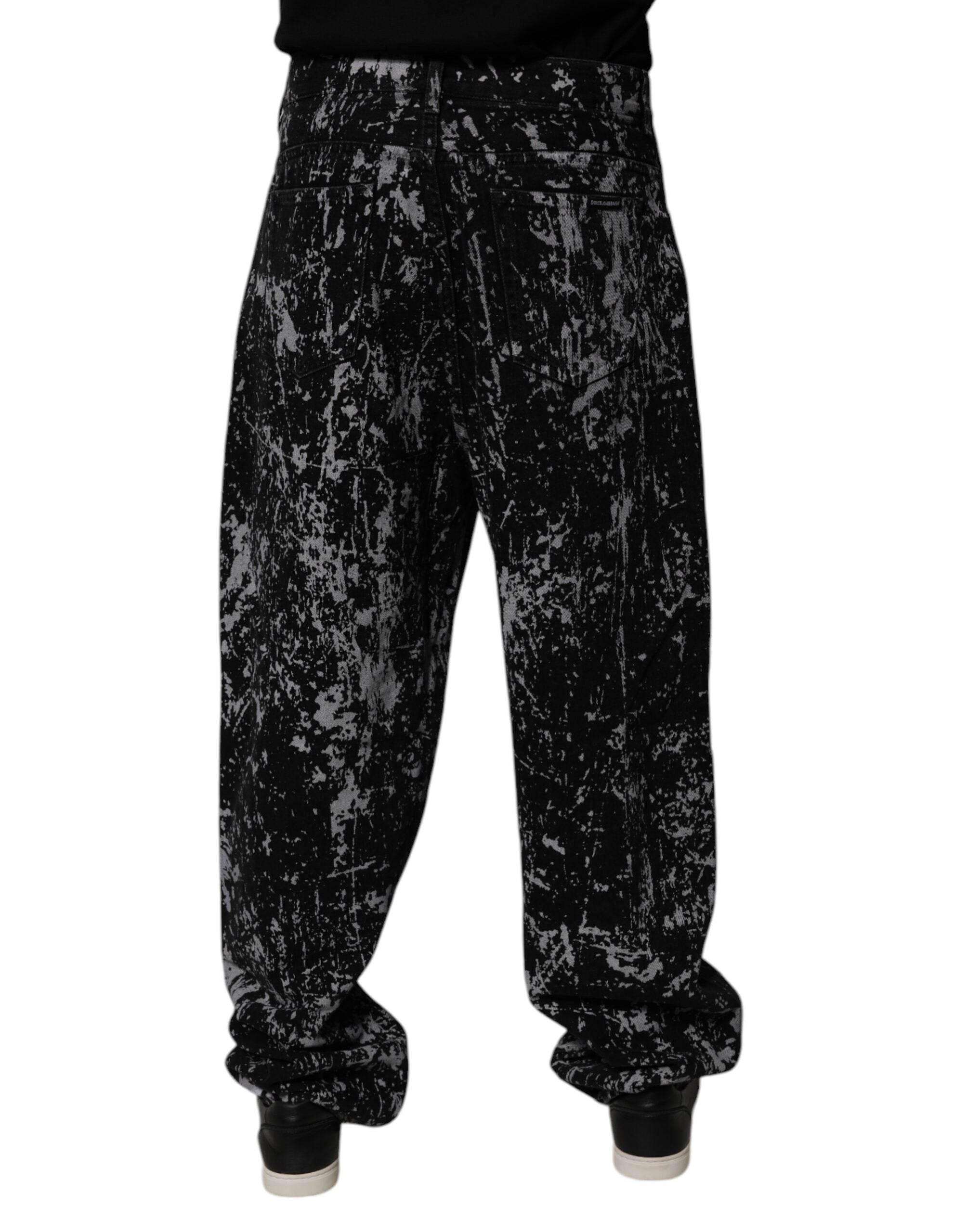 Dolce & Gabbana Black Tie Dye Cotton Straight Men Denim Jeans - Hilstor