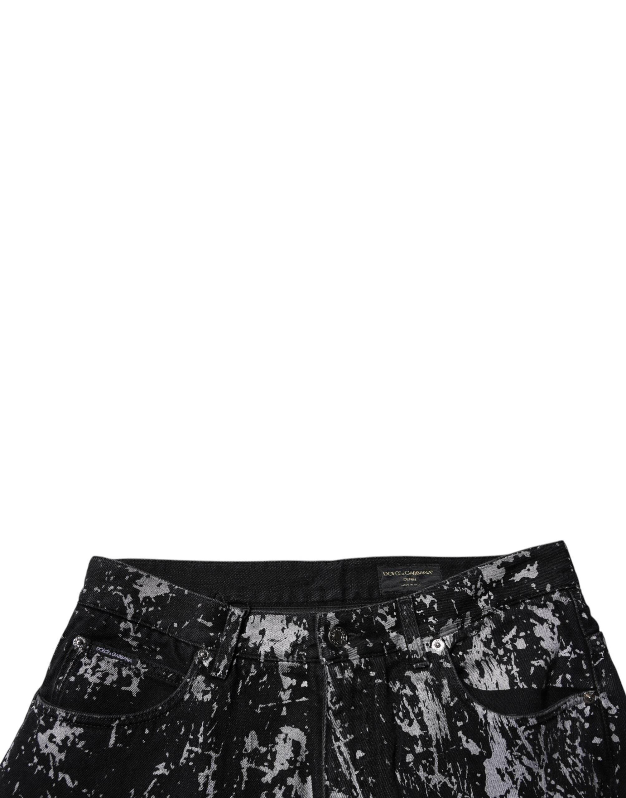 Dolce & Gabbana Black Tie Dye Cotton Straight Men Denim Jeans - Hilstor