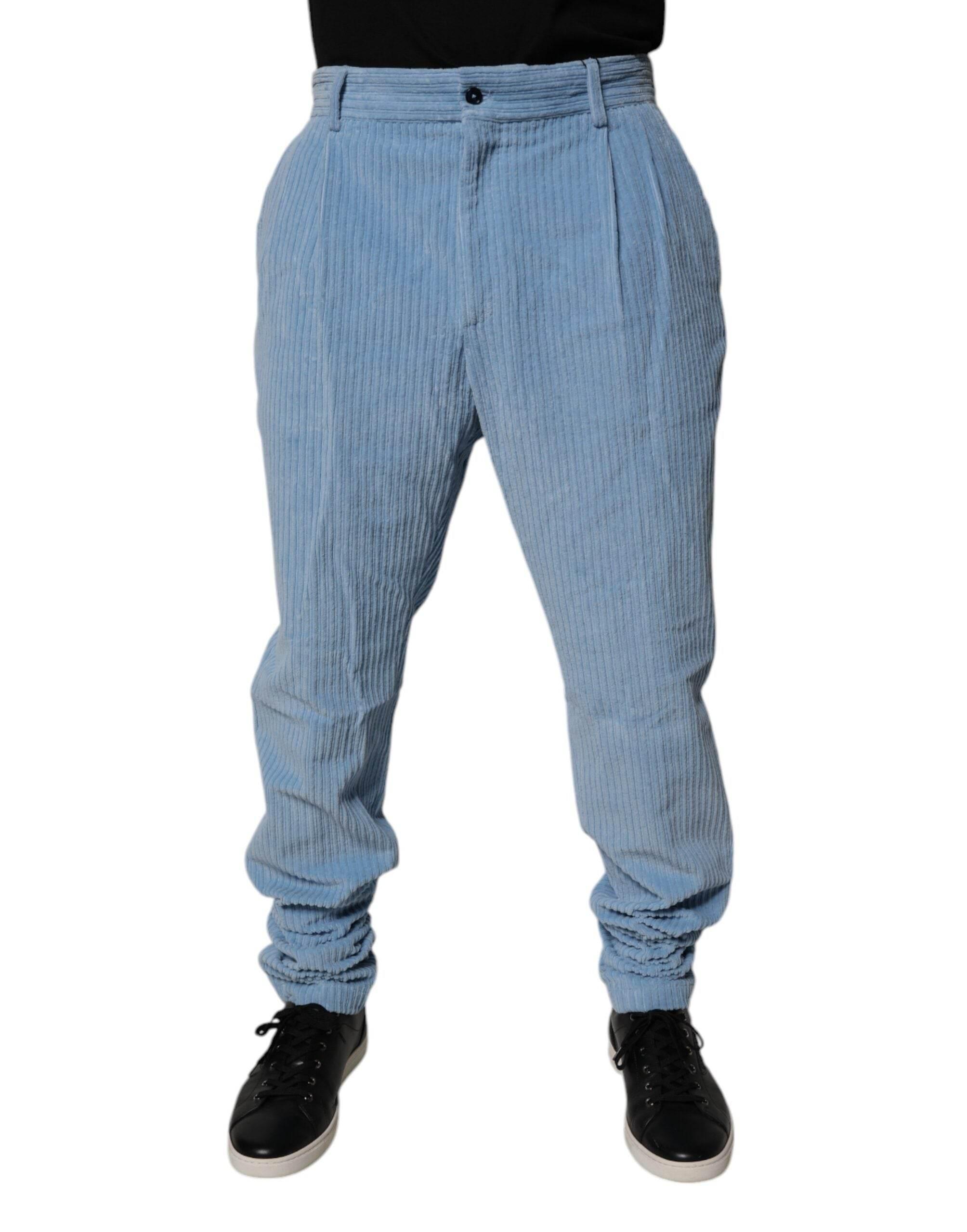 Dolce & Gabbana Light Blue Corduroy Cotton Skinny Denim Jeans - Hilstor