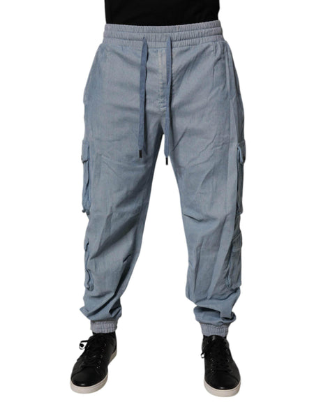 Dolce & Gabbana Light Blue Cotton Jogger Cargo Men Denim Pants - Hilstor