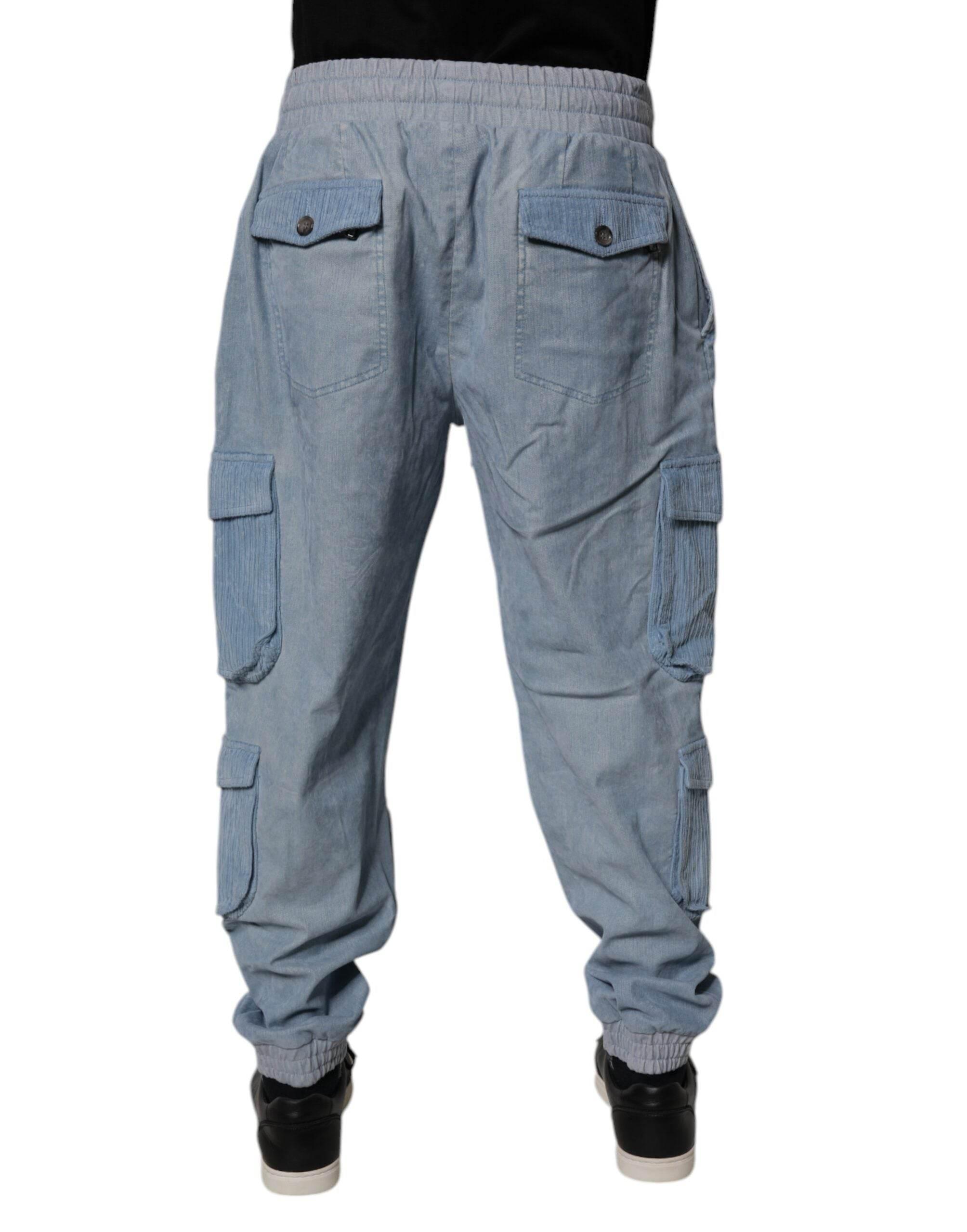 Dolce & Gabbana Light Blue Cotton Jogger Cargo Men Denim Pants - Hilstor
