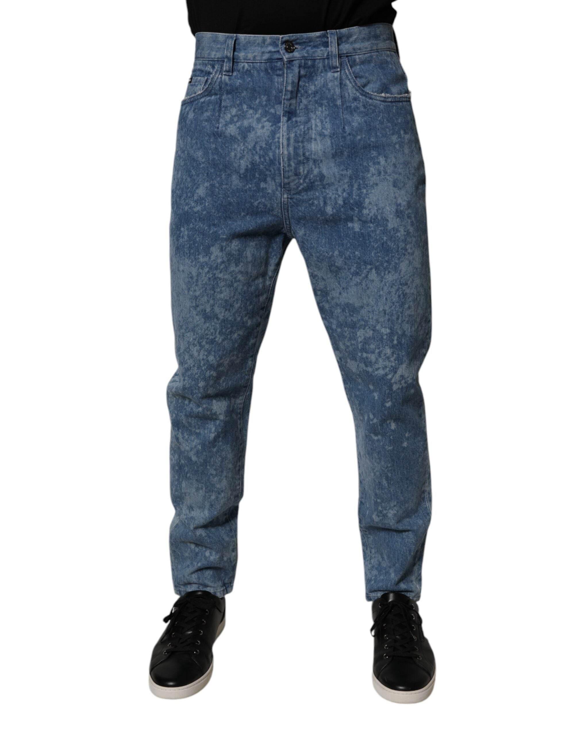 Dolce & Gabbana Blue Tie Dye Cotton Skinny Men Denim Jeans - Hilstor