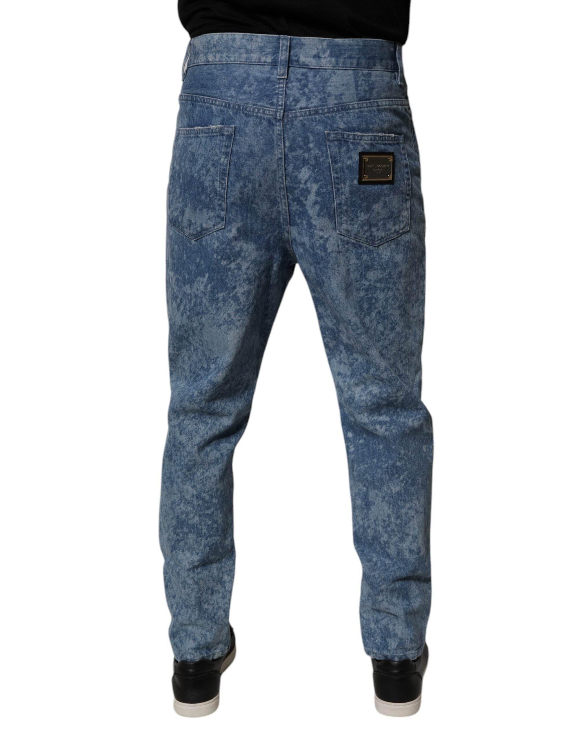 Dolce & Gabbana Blue Tie Dye Cotton Skinny Men Denim Jeans - Hilstor