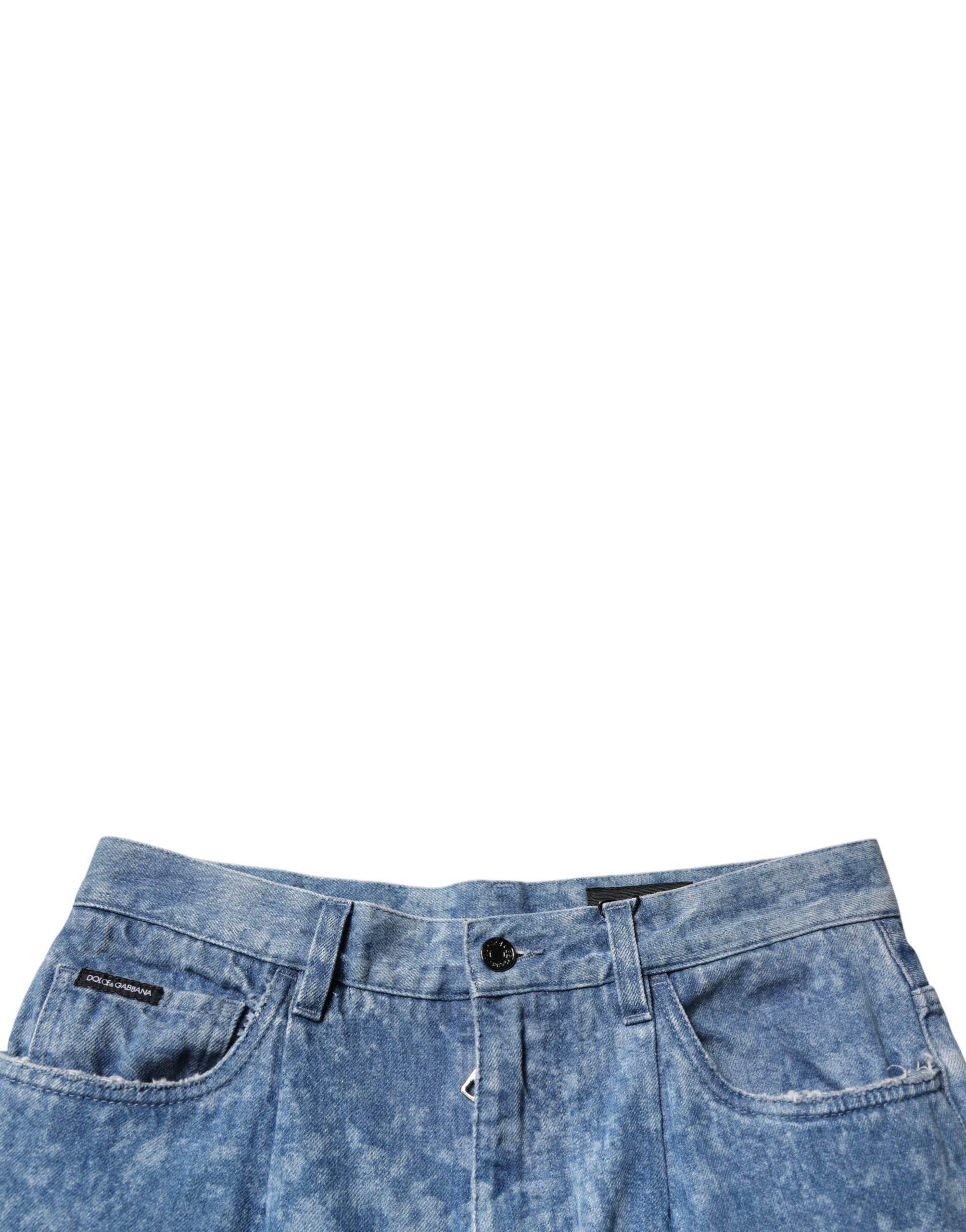 Dolce & Gabbana Blue Tie Dye Cotton Skinny Men Denim Jeans - Hilstor