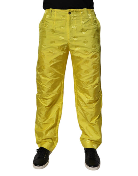 Dolce & Gabbana Yellow DG Monogram Polyester Straight Pants - Hilstor